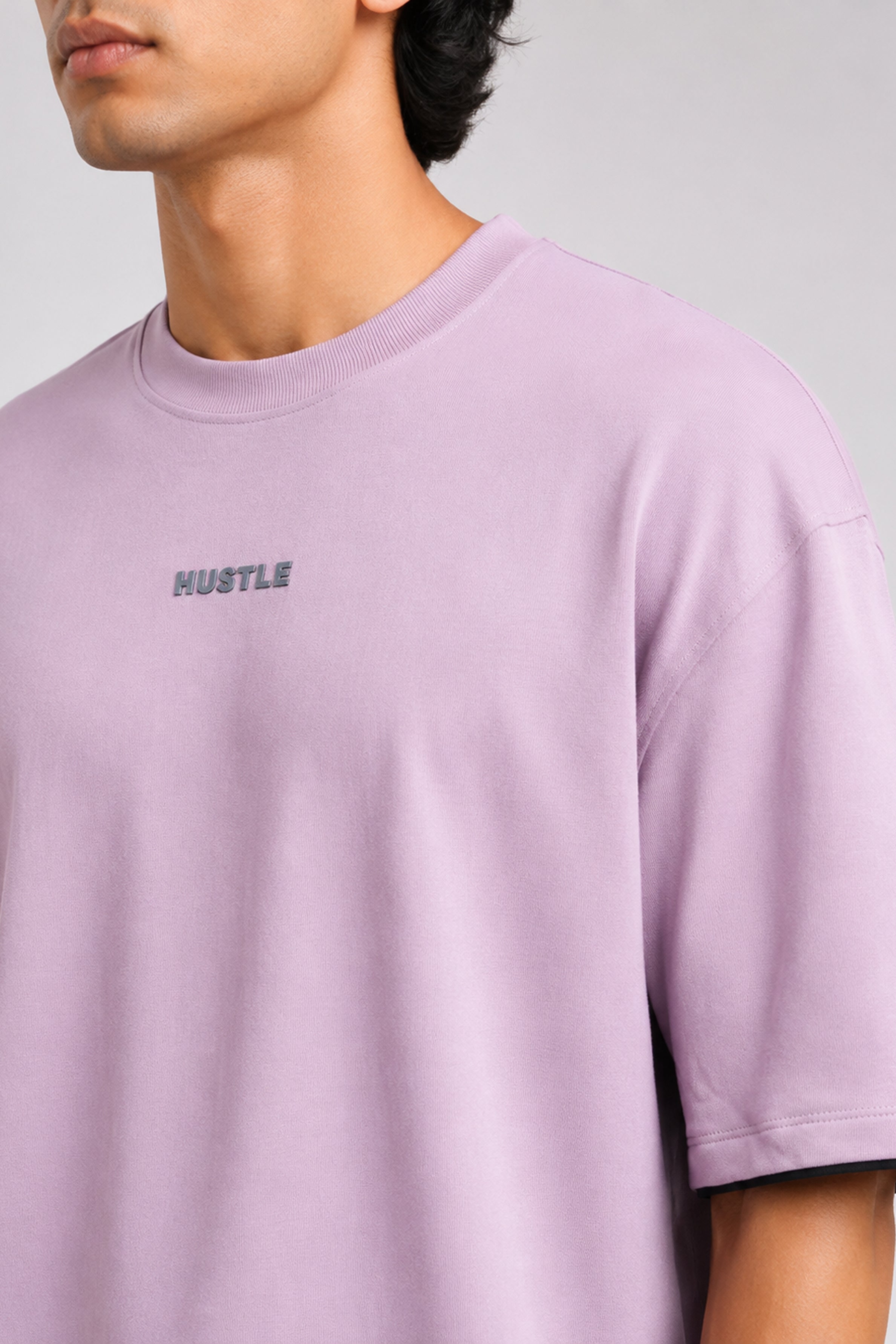 HUSTLE Men's Crew Neck Oversized Tees - Bulberry