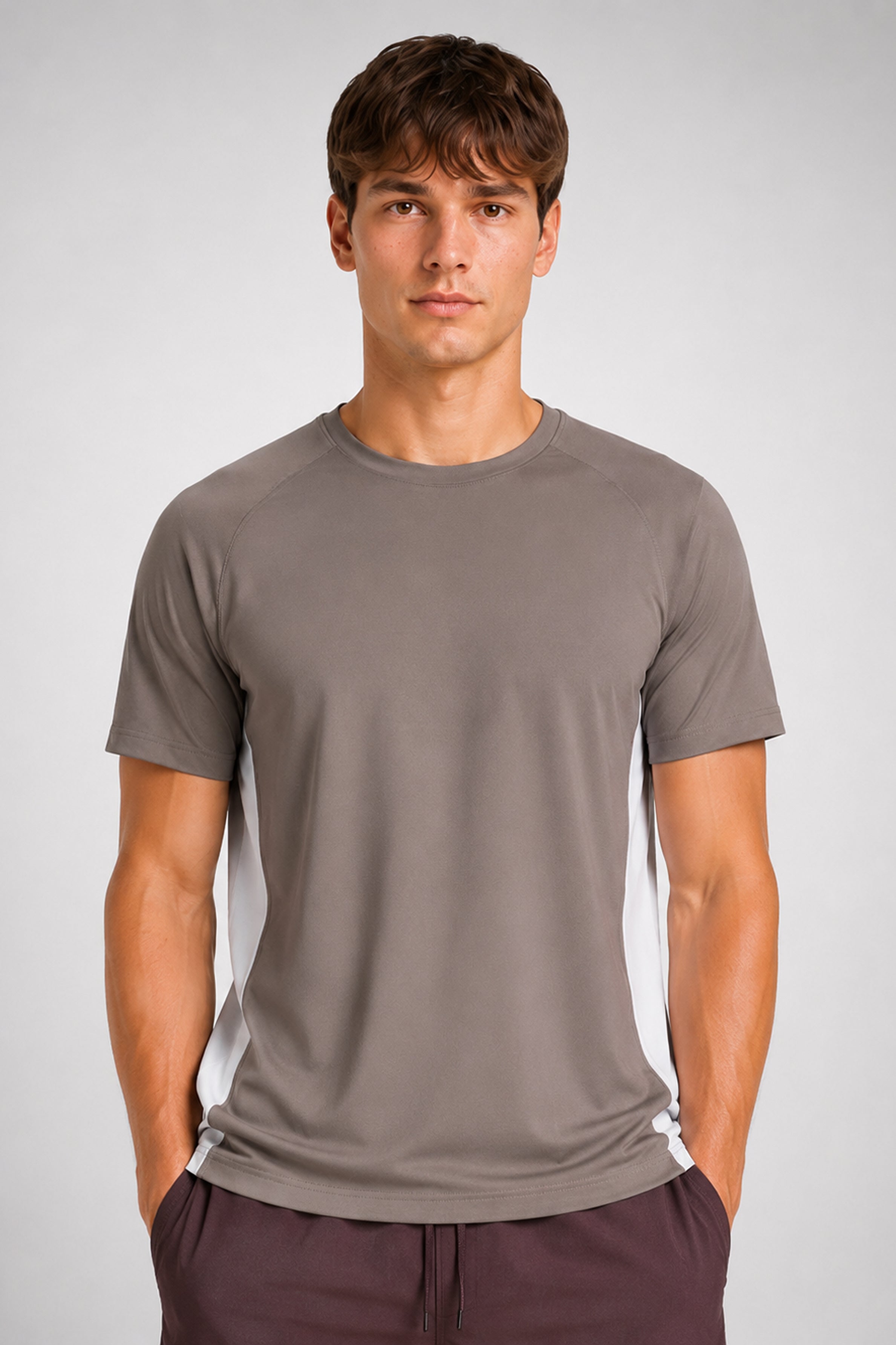 STRIDE men's iron stone performance sports T-shirt in quick-dry stretch fabric