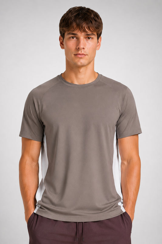 STRIDE men's iron stone performance sports T-shirt in quick-dry stretch fabric
