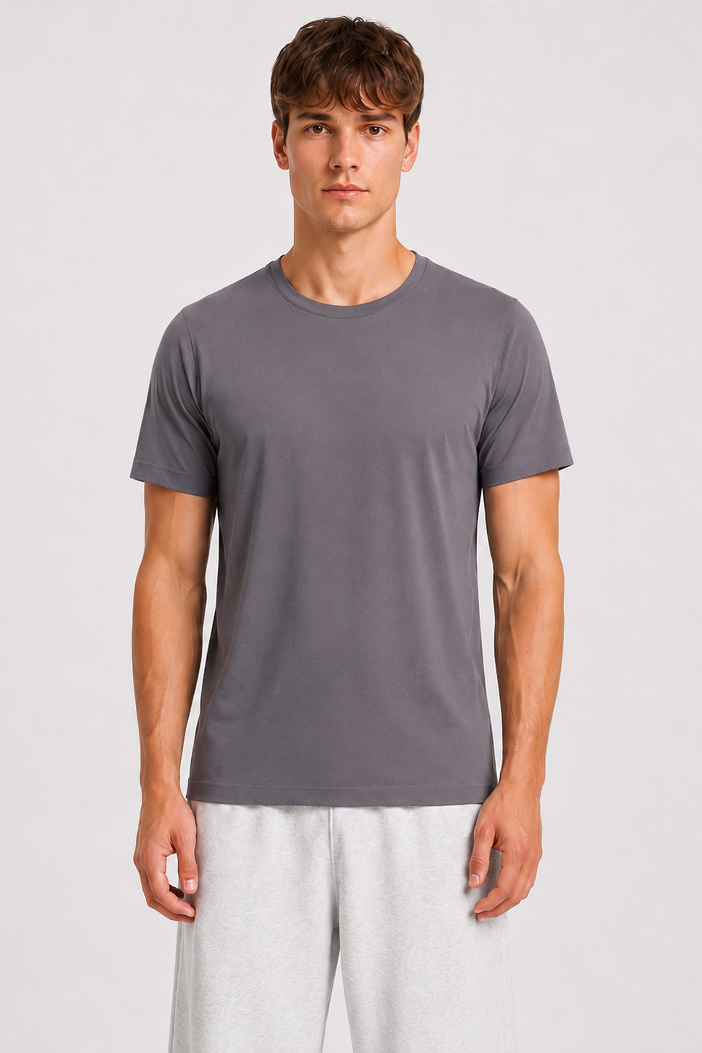 STRIDE men's stone performance sports T-shirt in quick-dry stretch fabric