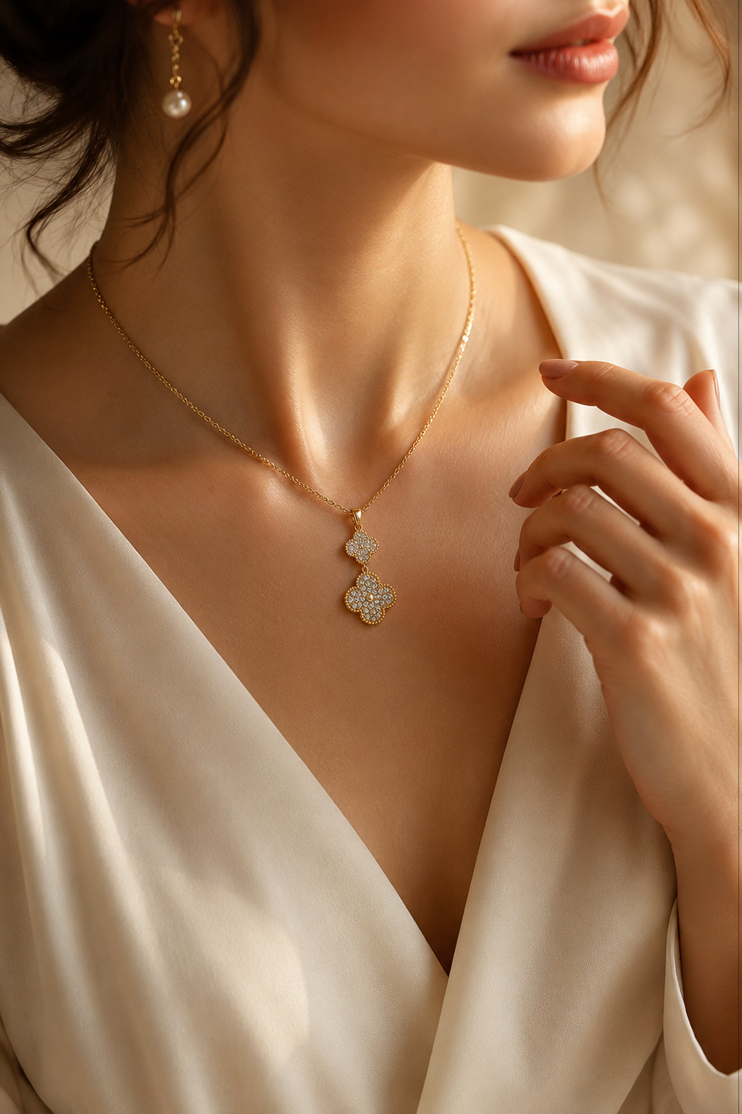 MOONSTONE women's delicate jewellery chain necklace with elegant pendant