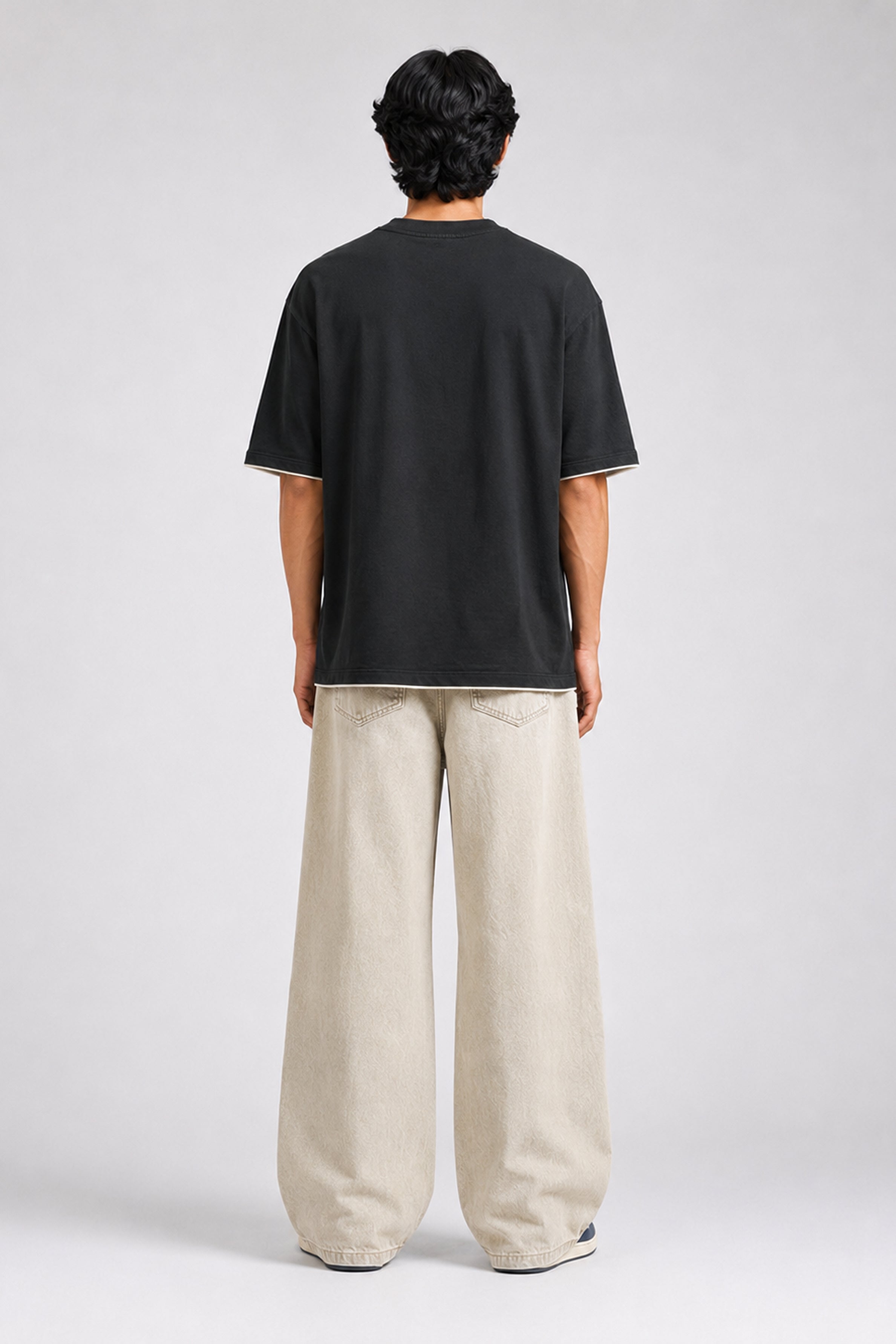 HUSTLE Men's Crew Neck Oversized Tees - Black