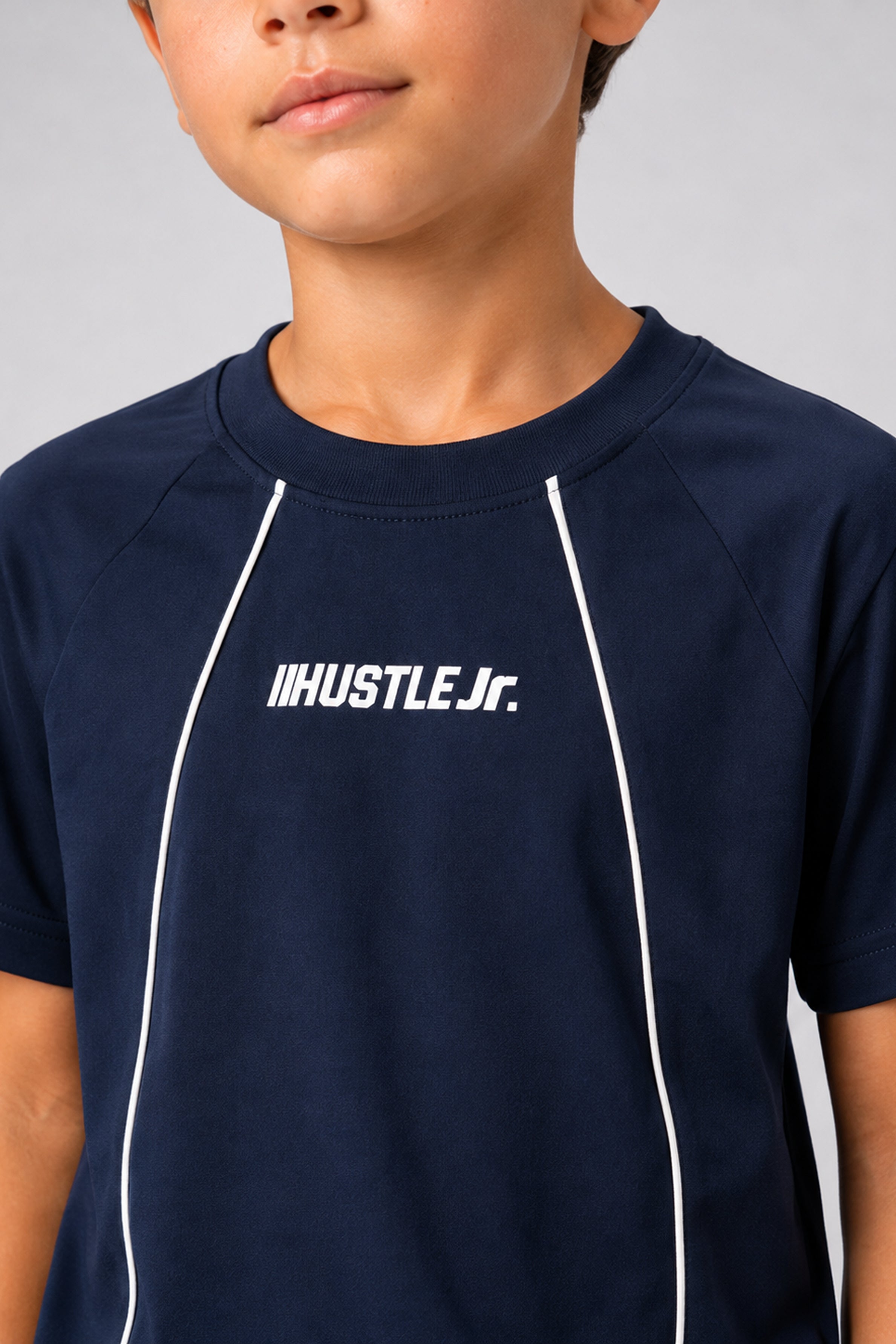 HUSTLE JUNIOR Crew Neck Tees - Navy