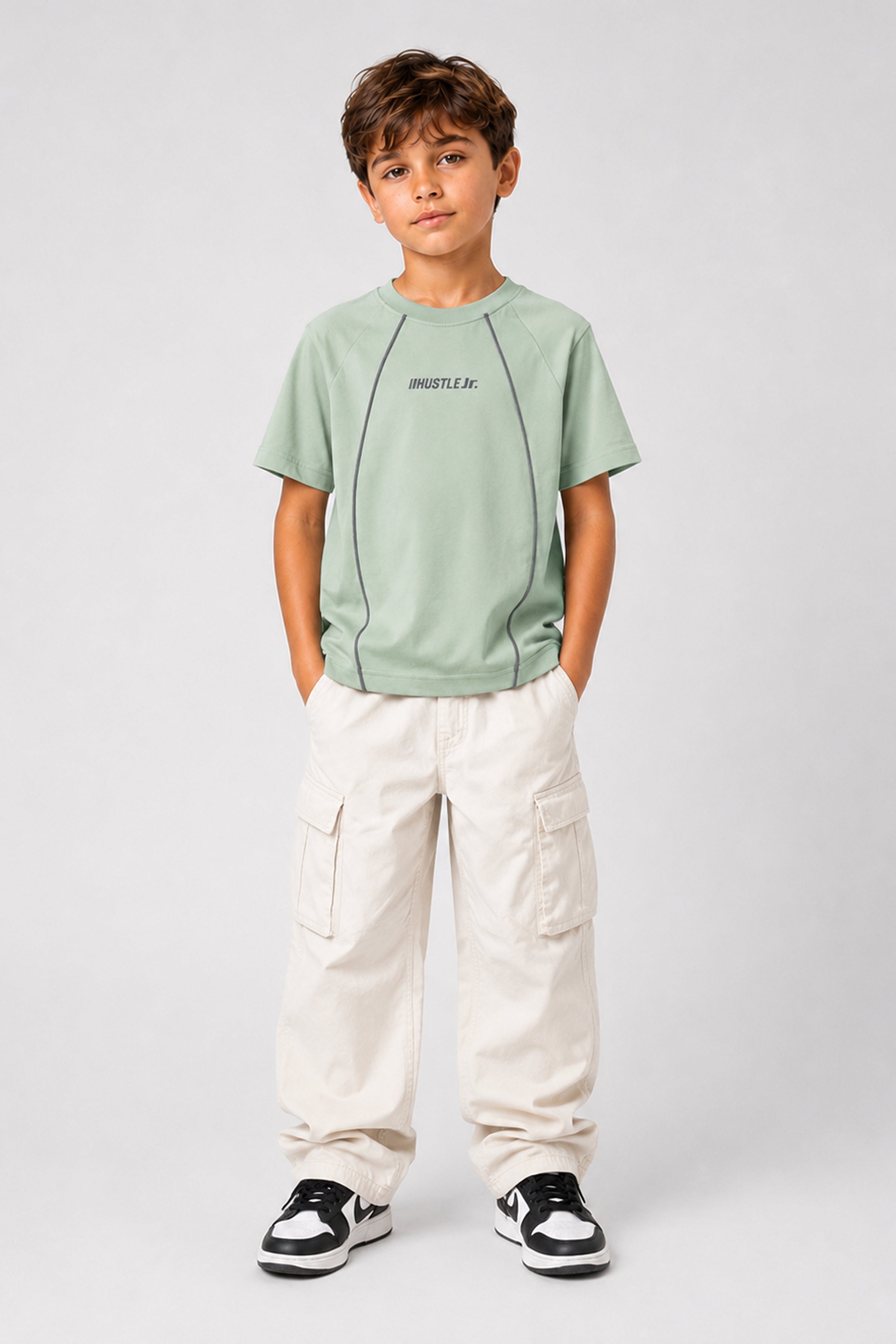 HUSTLE JUNIOR Crew Neck Tees - Green