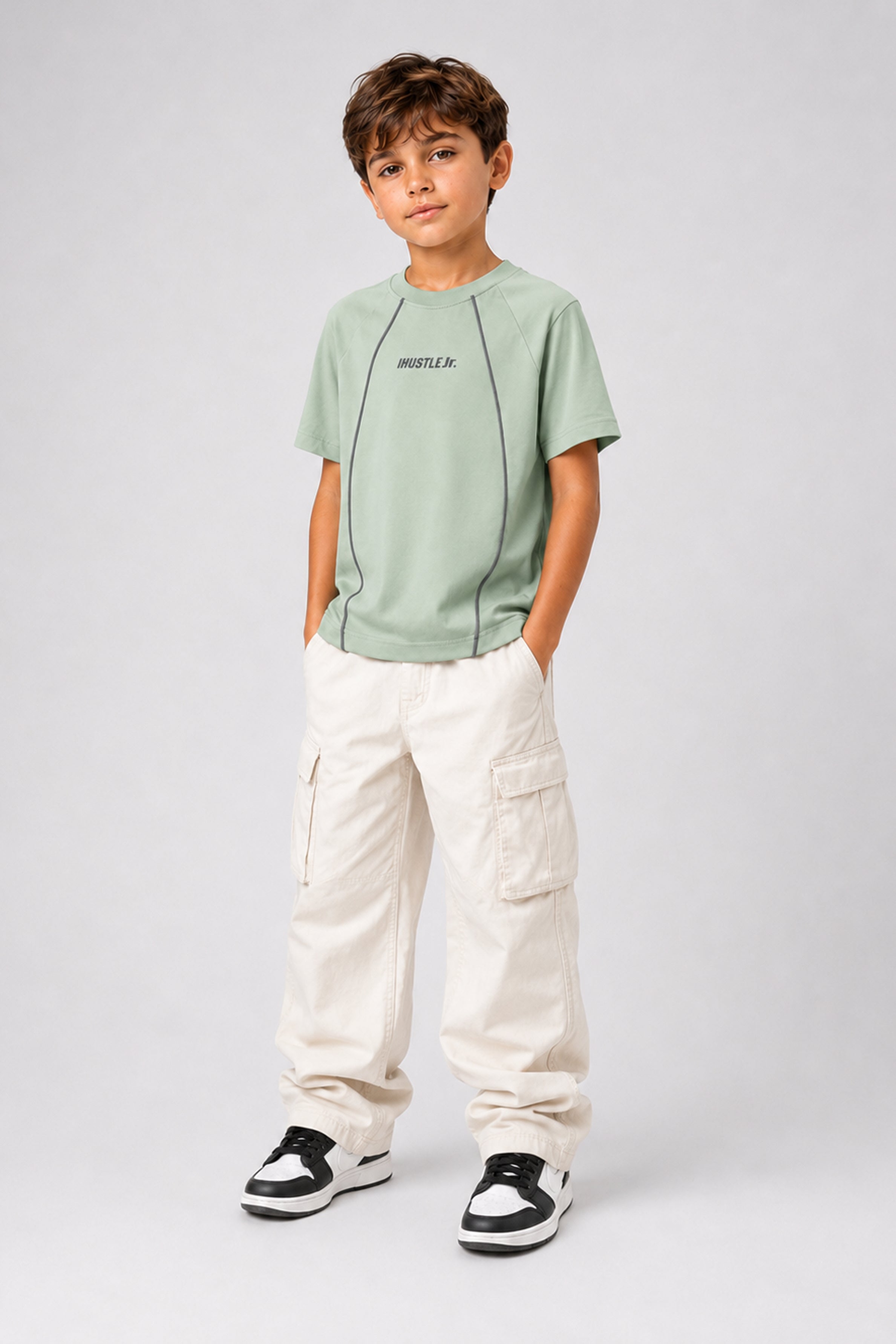 HUSTLE JUNIOR Crew Neck Tees - Green