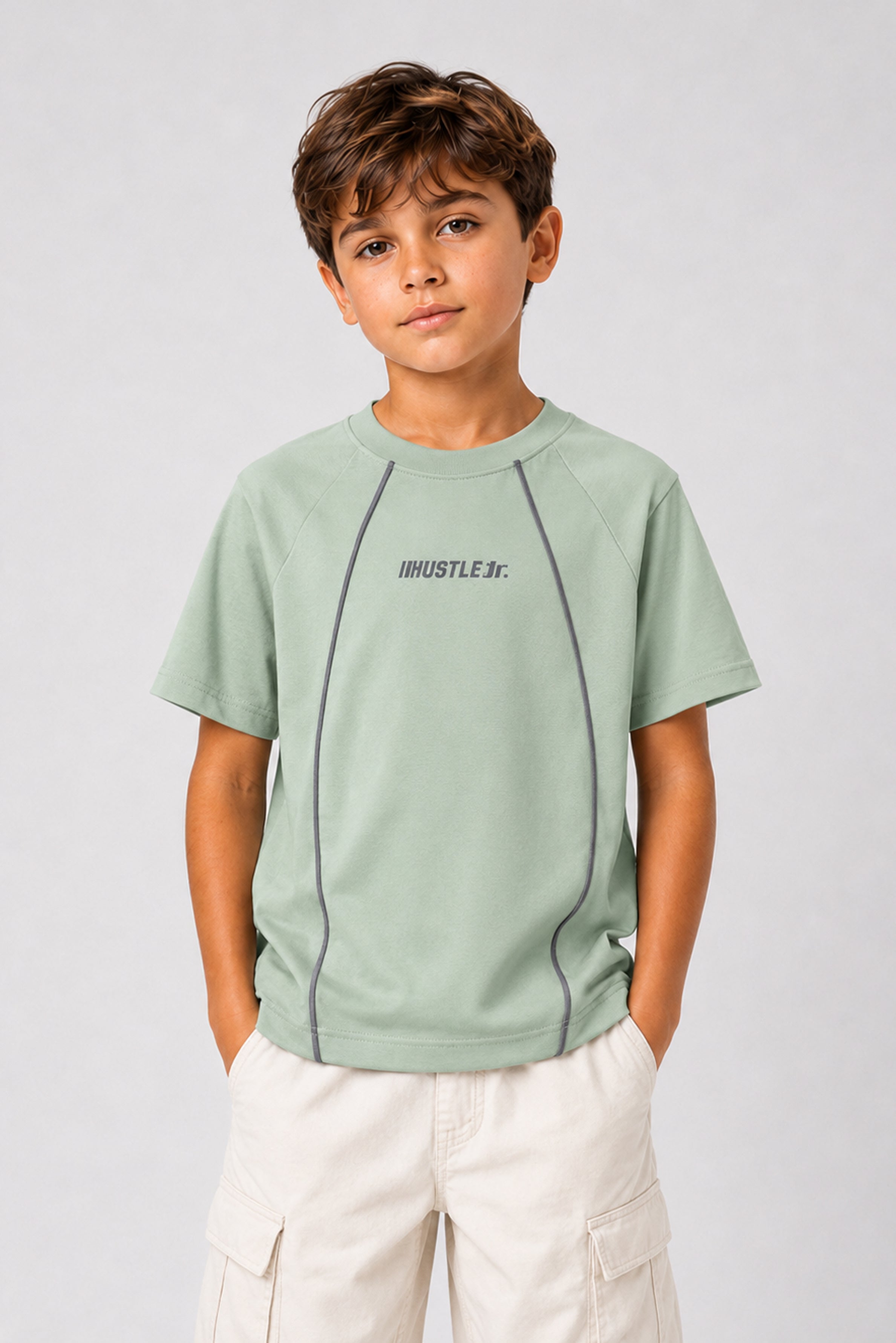 HUSTLE JUNIOR Crew Neck Tees - Green