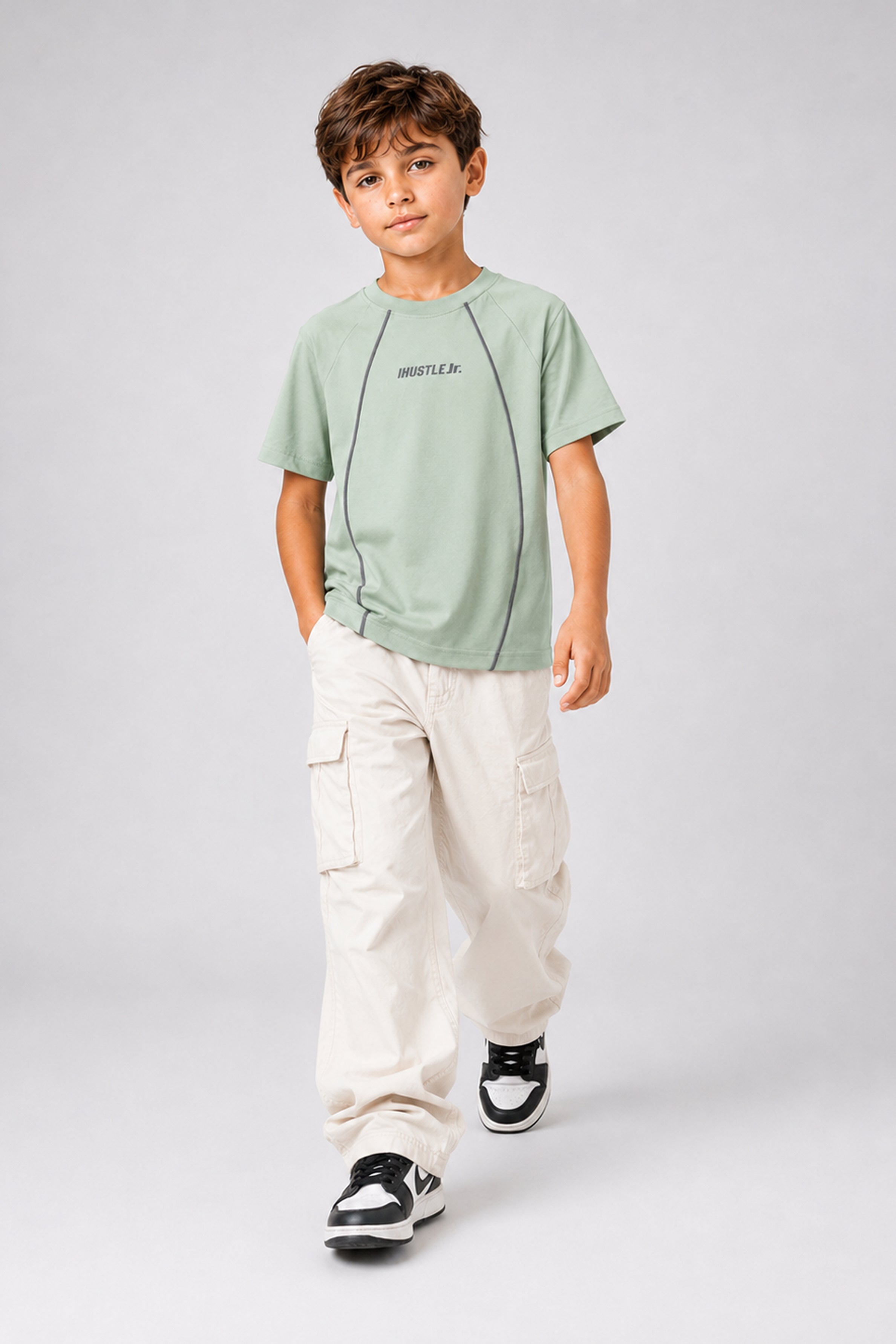 HUSTLE JUNIOR Crew Neck Tees - Green