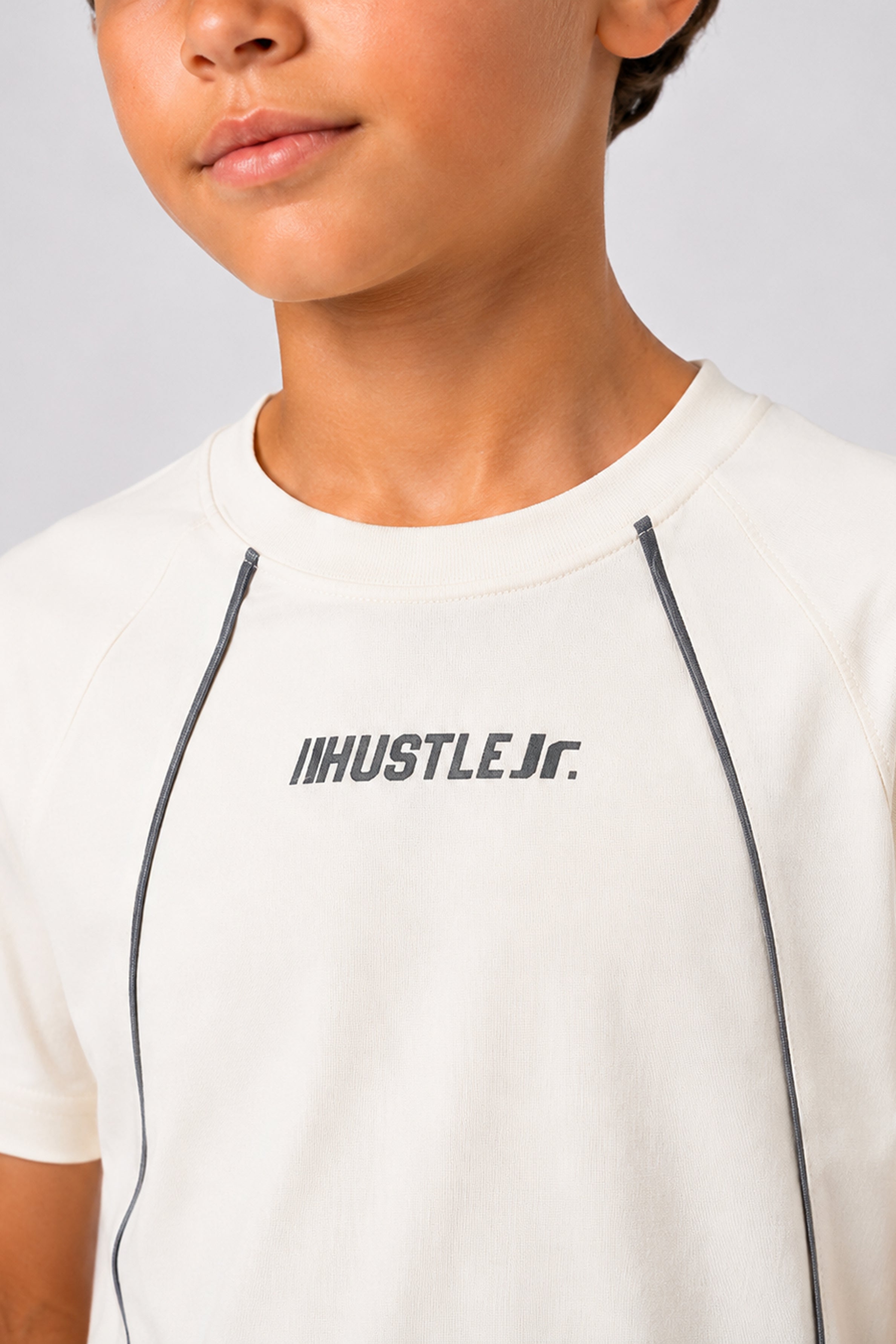 HUSTLE JUNIOR Crew Neck Tees - Cream