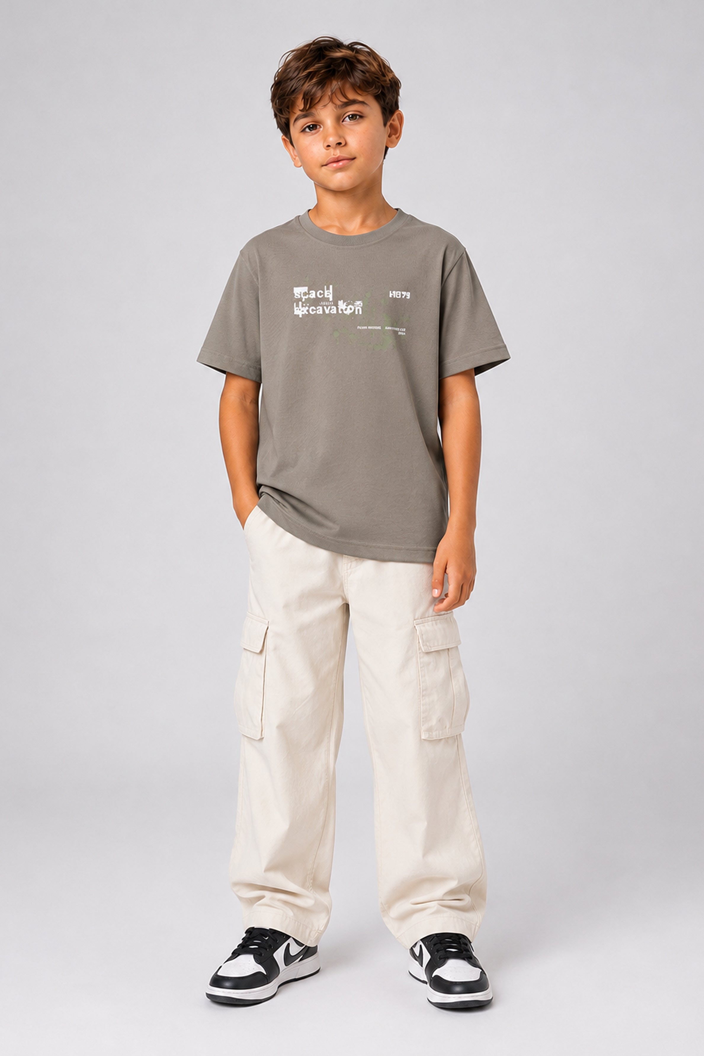 HUSTLE JUNIOR Crew Neck Tees - Olive