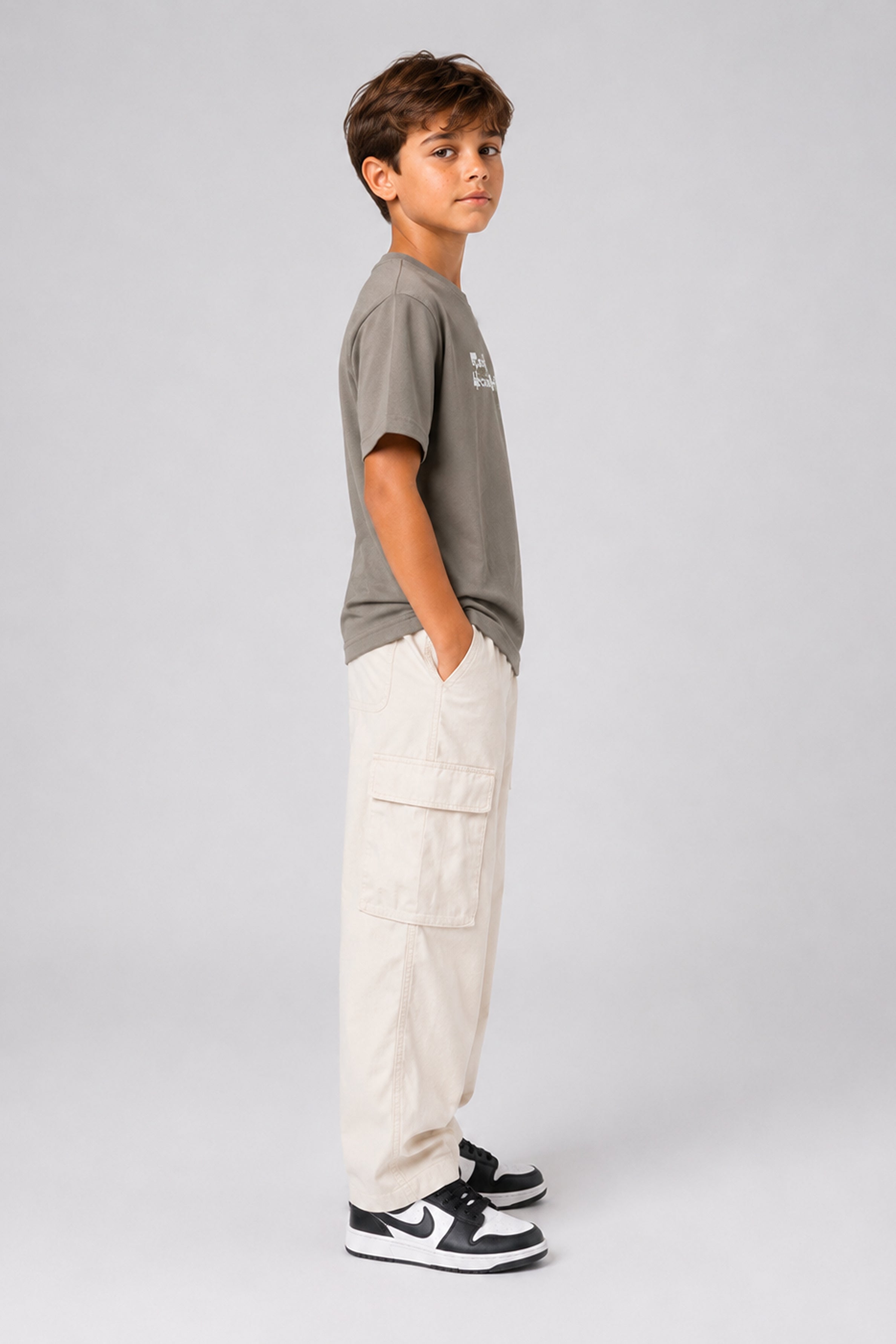 HUSTLE JUNIOR Crew Neck Tees - Olive