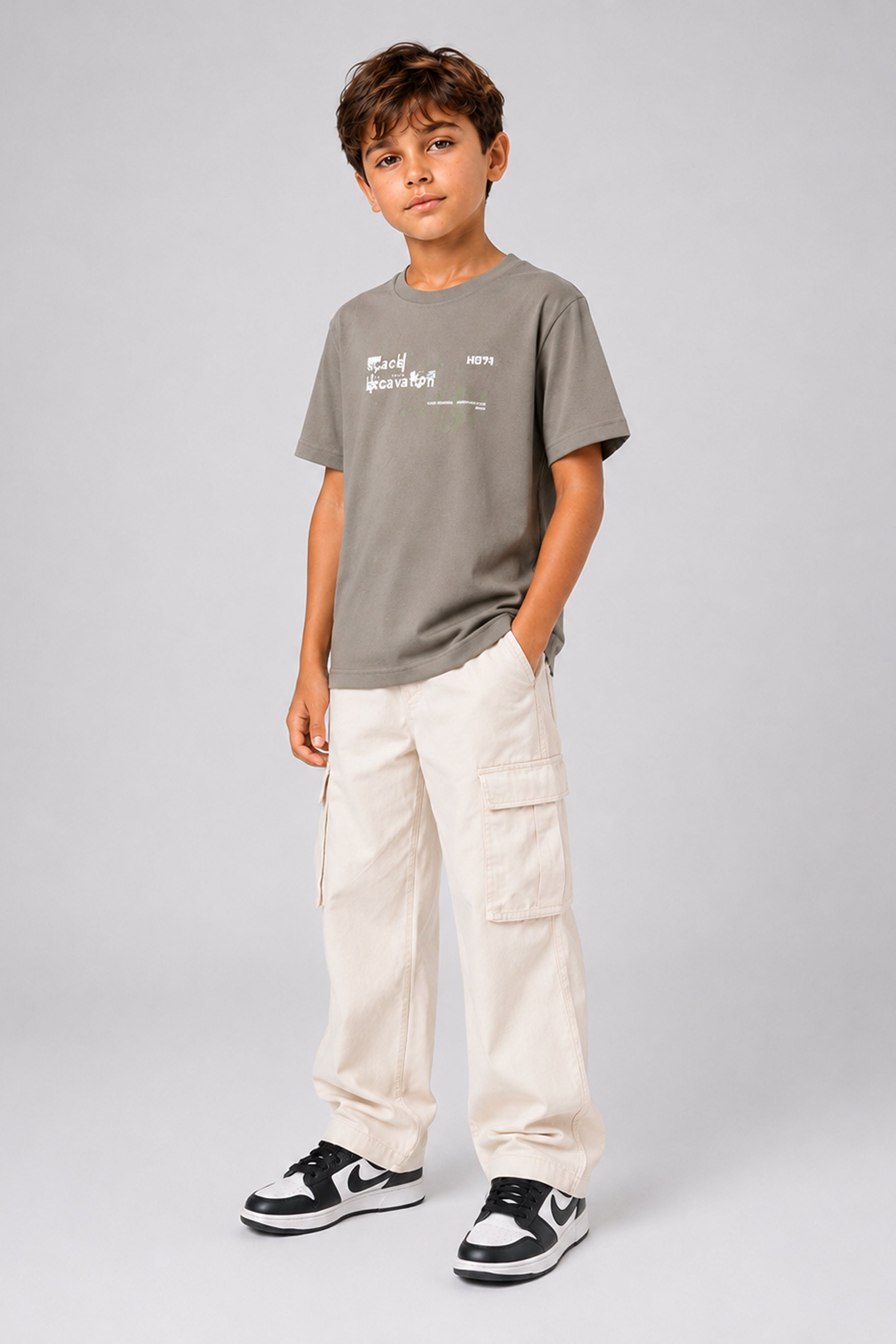 HUSTLE JUNIOR Crew Neck Tees - Olive