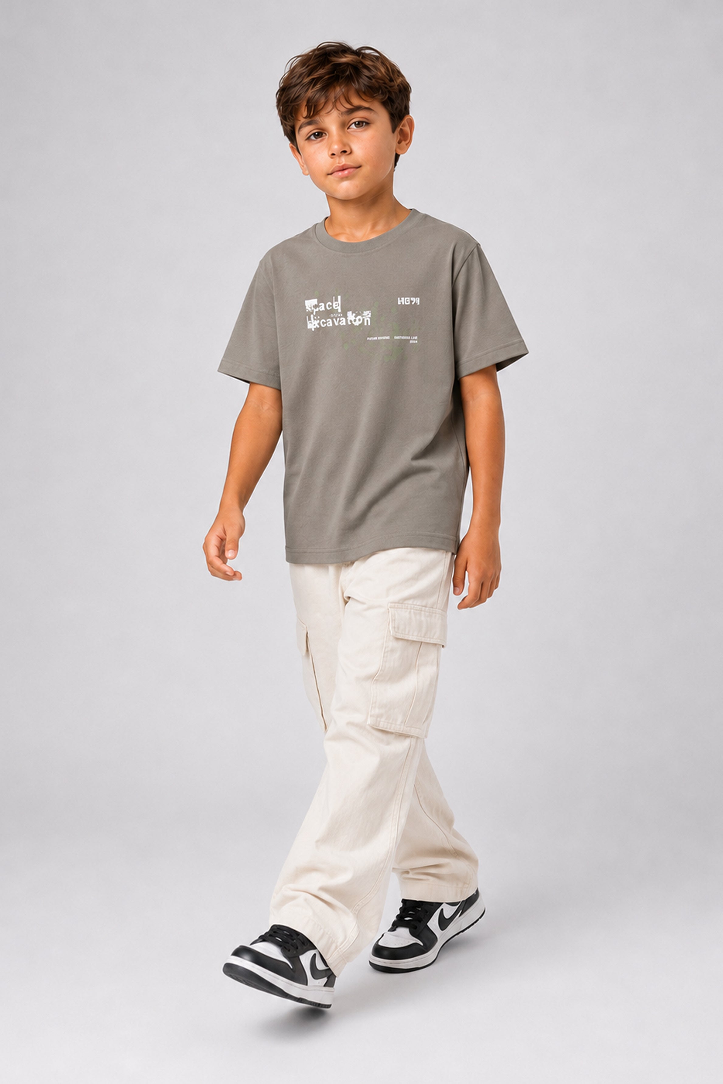 HUSTLE JUNIOR Crew Neck Tees - Olive