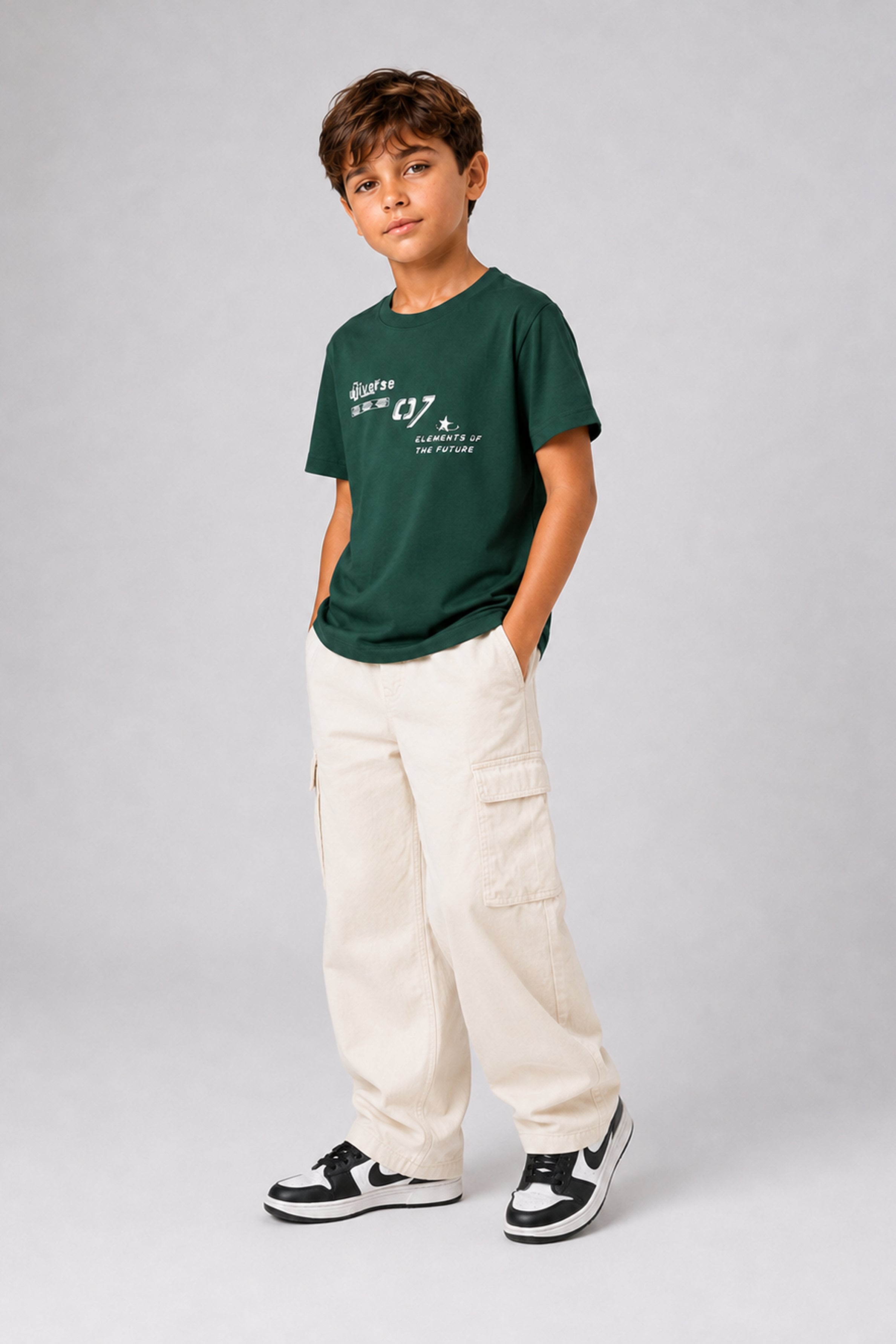 HUSTLE JUNIOR Crew Neck Tees - Green