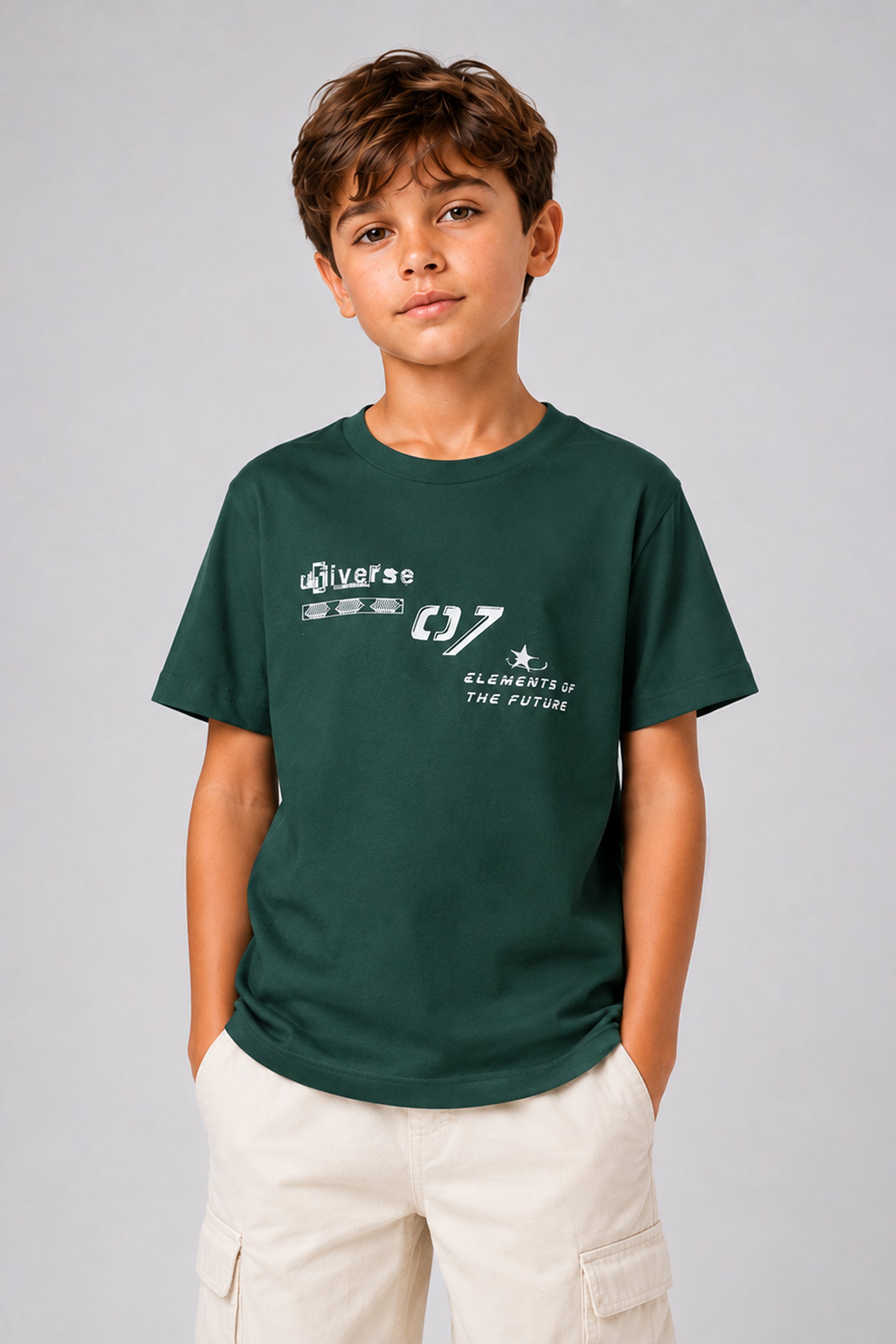 HUSTLE JUNIOR Crew Neck Tees - Green