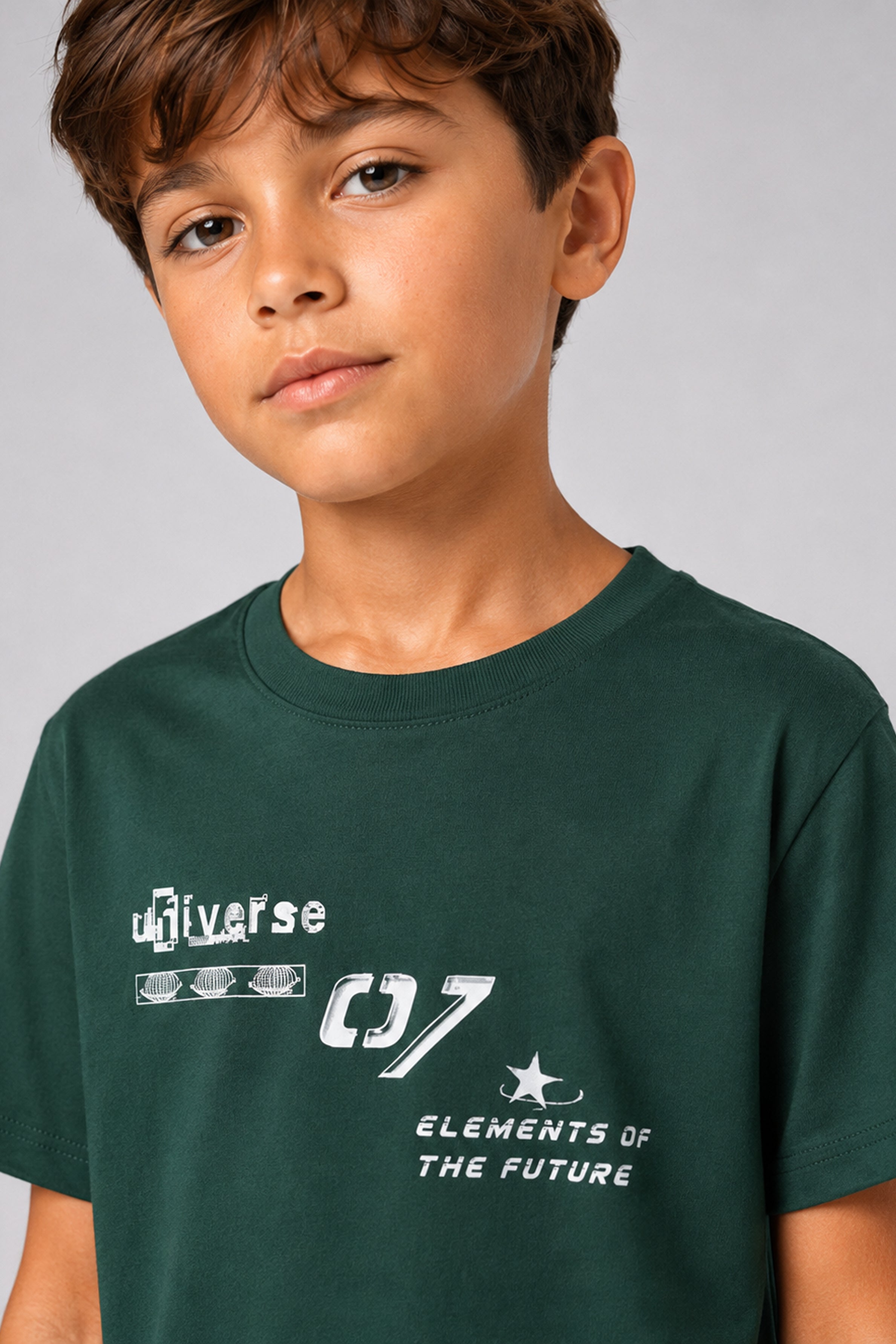 HUSTLE JUNIOR Crew Neck Tees - Green