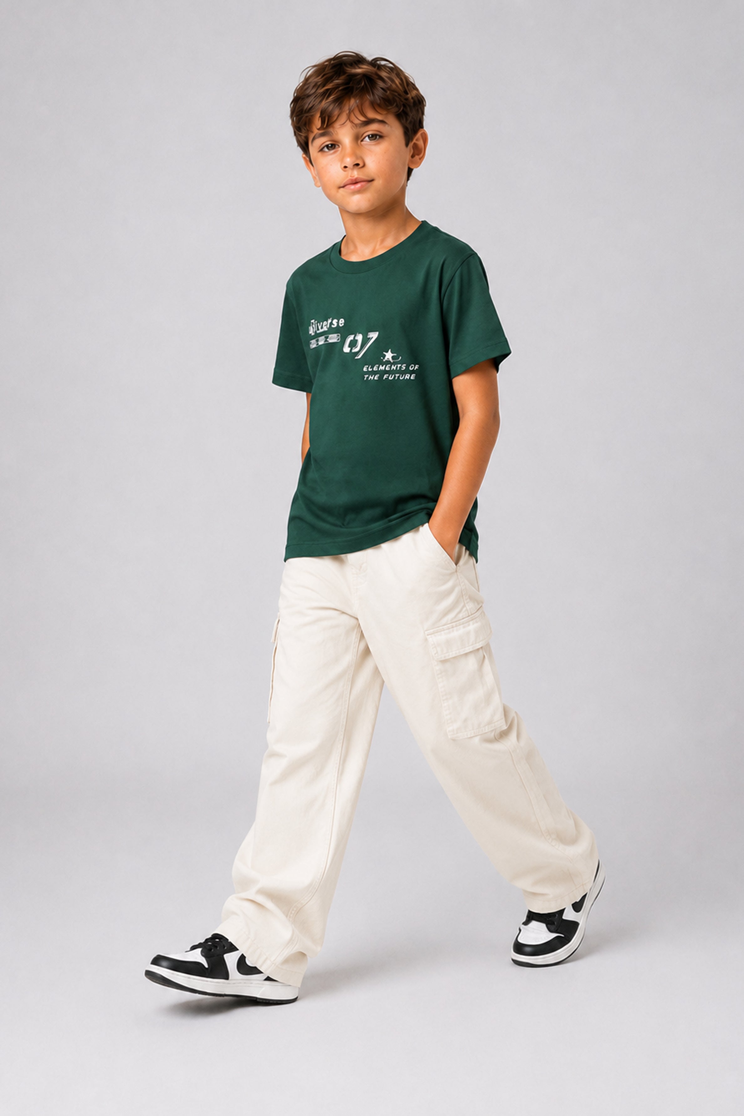 HUSTLE JUNIOR Crew Neck Tees - Green