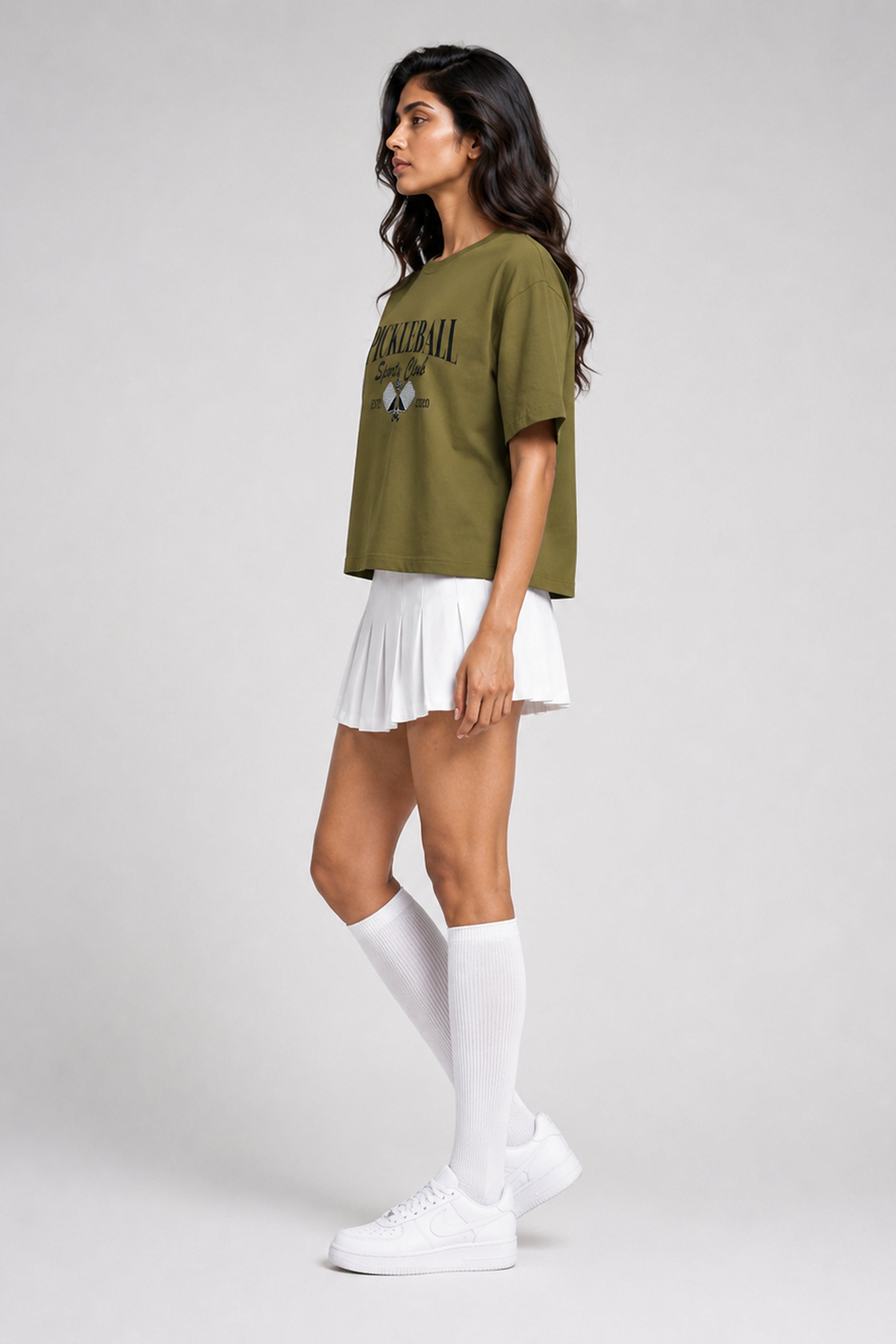 MODANO Pickleball Crew Neck Oversized Tees - Khaki