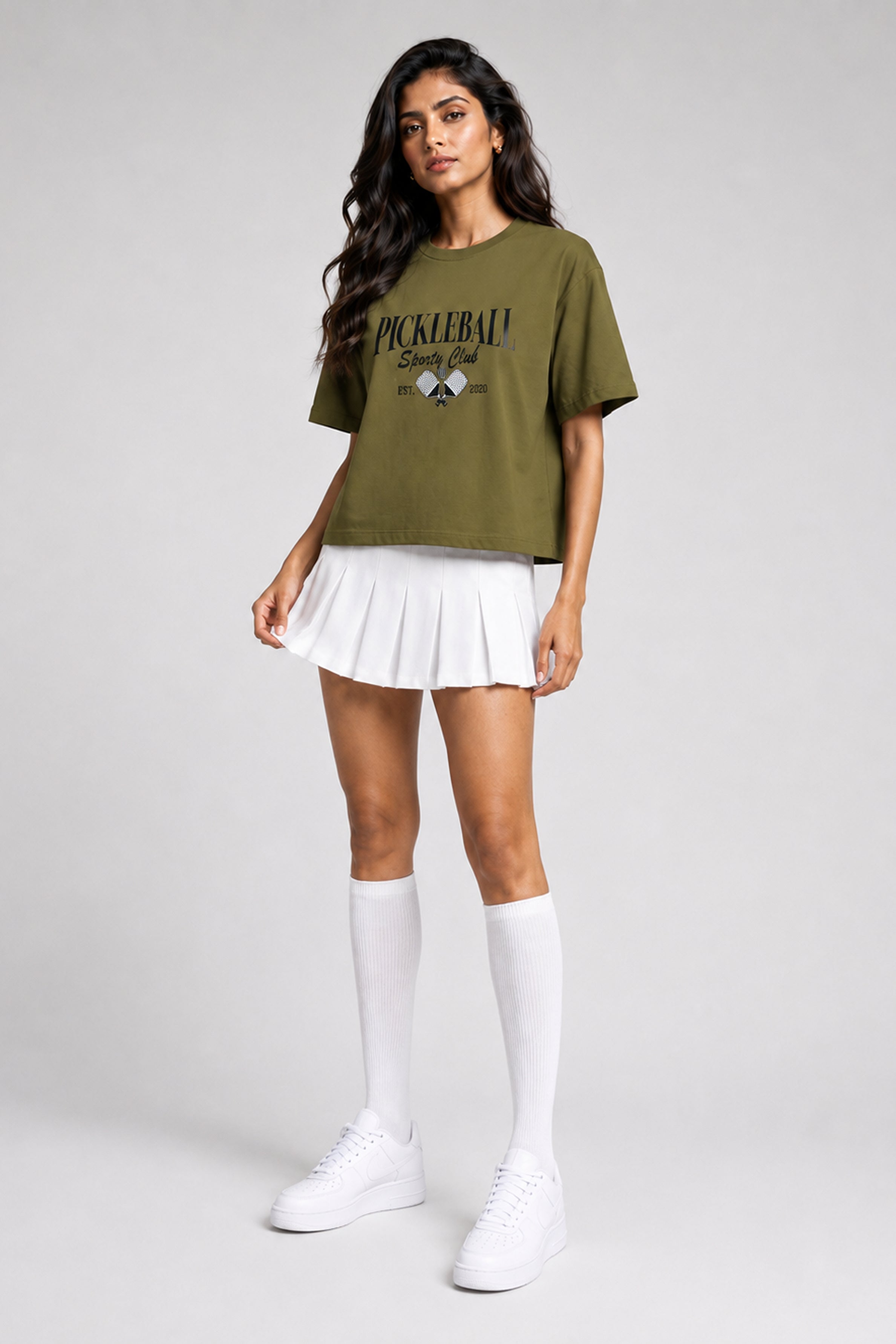 MODANO Pickleball Crew Neck Oversized Tees - Khaki