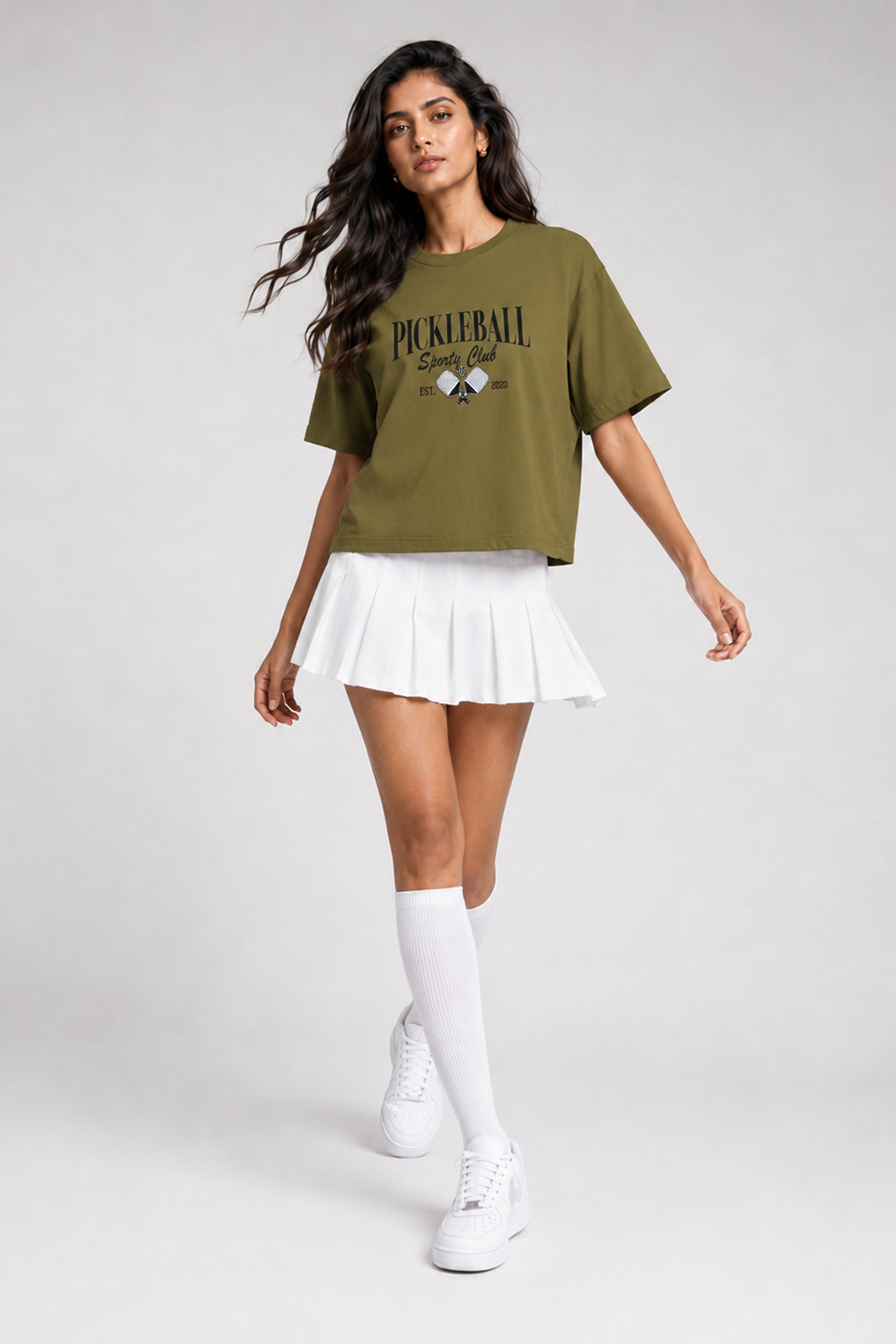 MODANO Pickleball Crew Neck Oversized Tees - Khaki