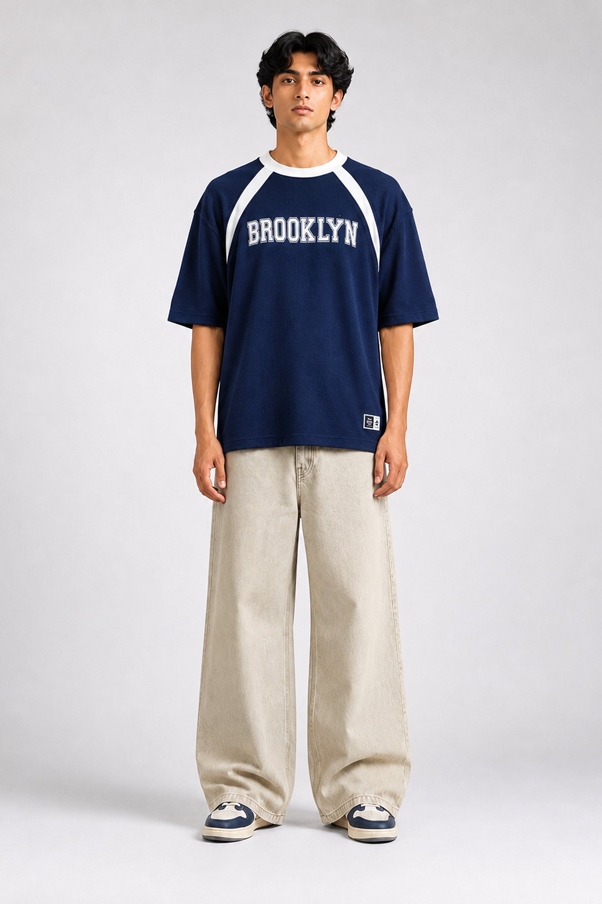 HUSTLE Men's Oversized T-Shirt – Navy Blue