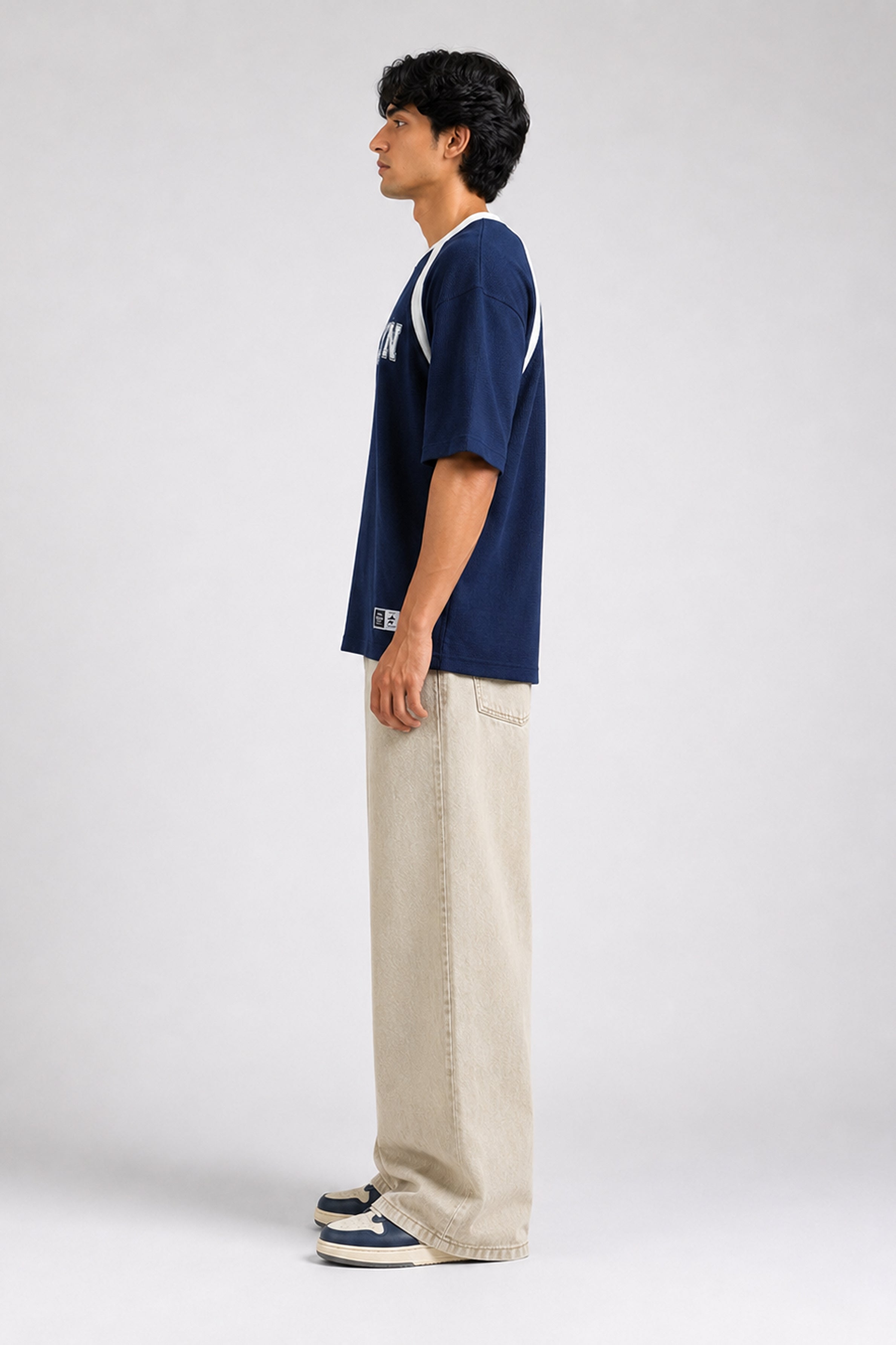 HUSTLE Men's Oversized T-Shirt – Navy Blue