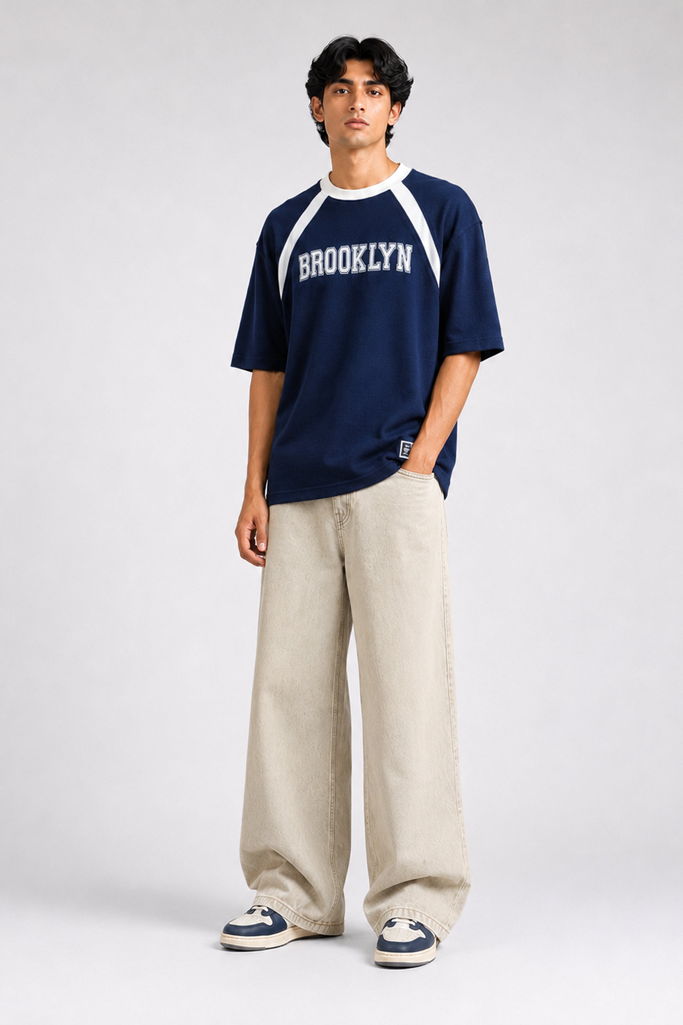 HUSTLE Men's Oversized T-Shirt – Navy Blue
