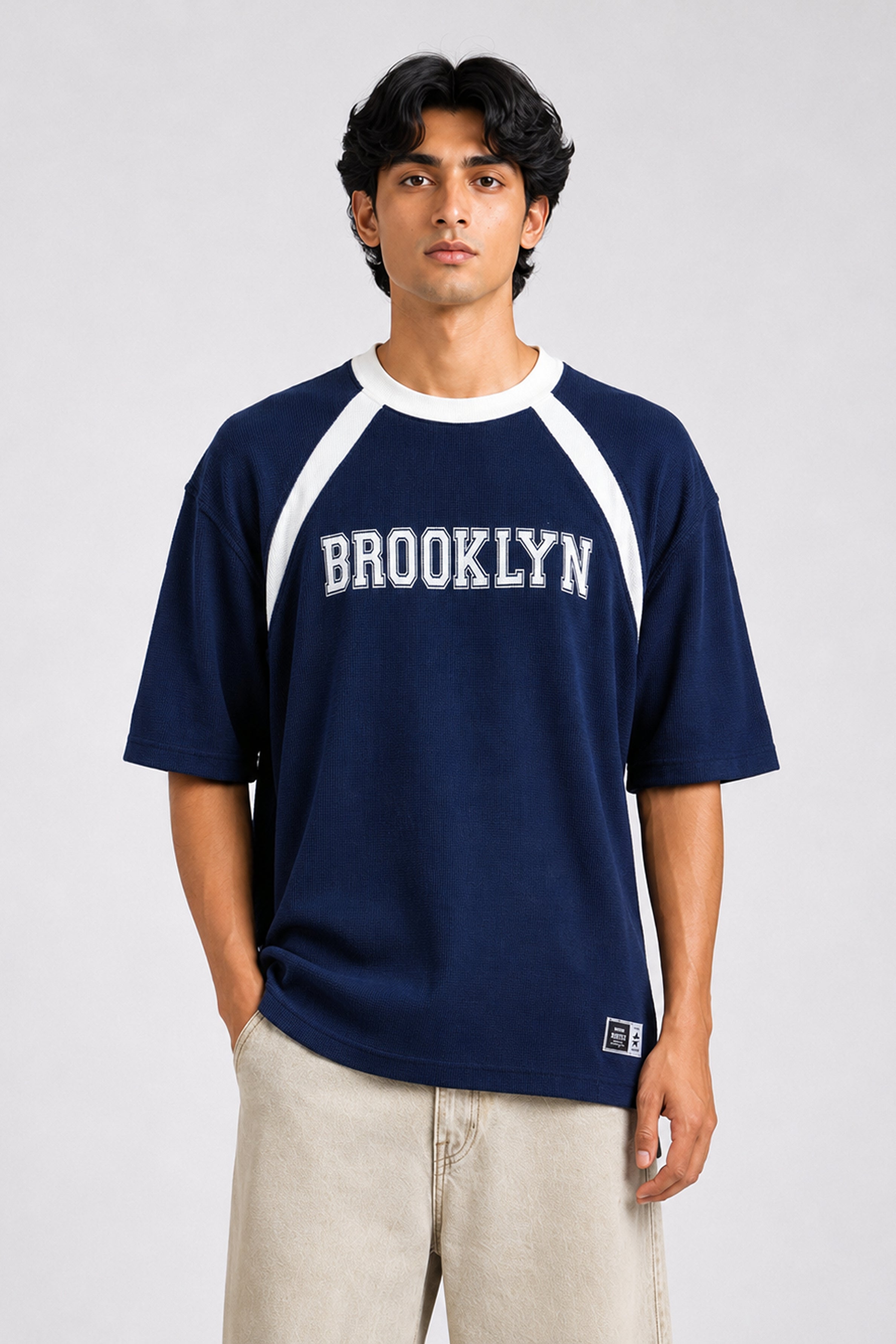 HUSTLE Men's Oversized T-Shirt – Navy Blue