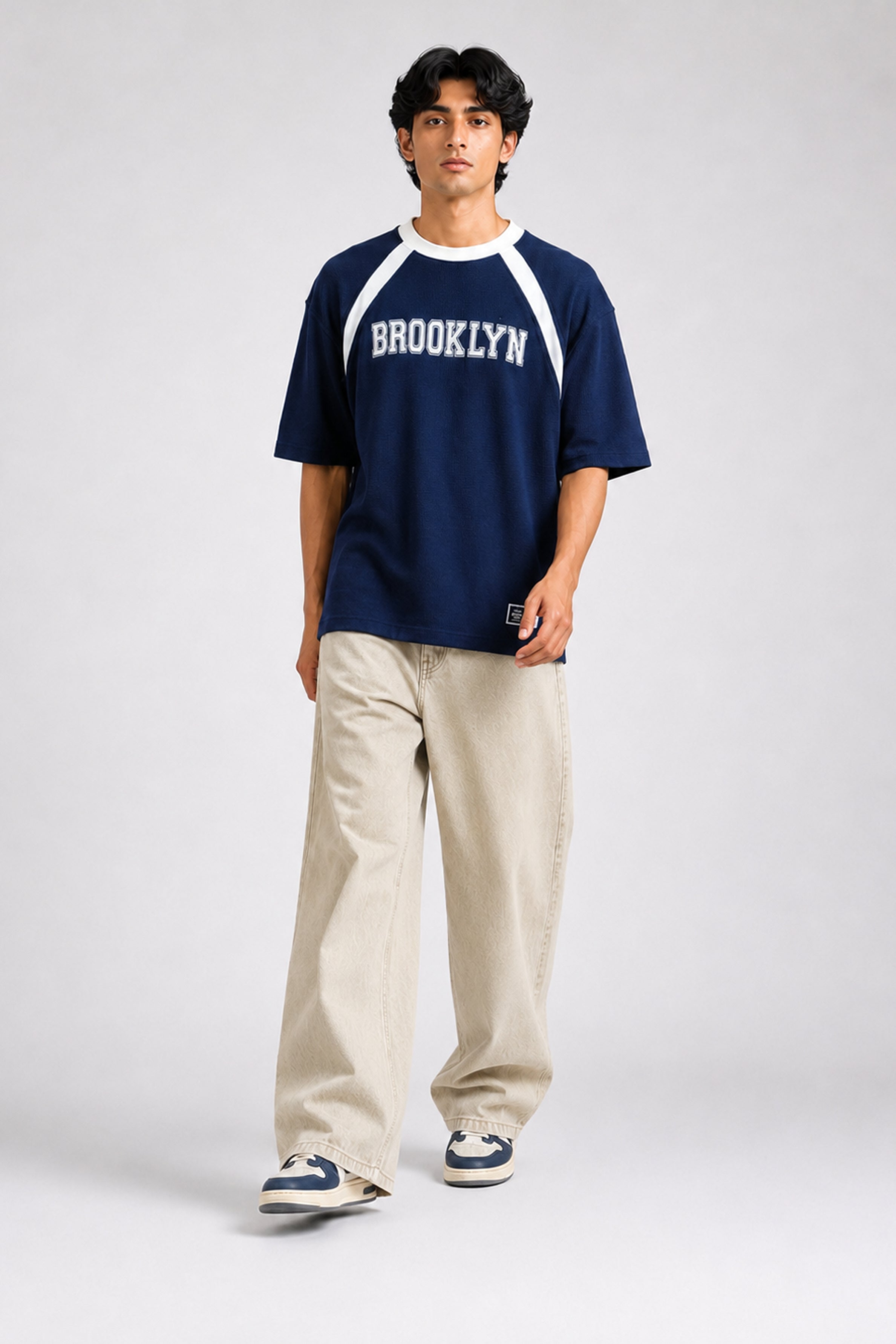 HUSTLE Men's Oversized T-Shirt – Navy Blue