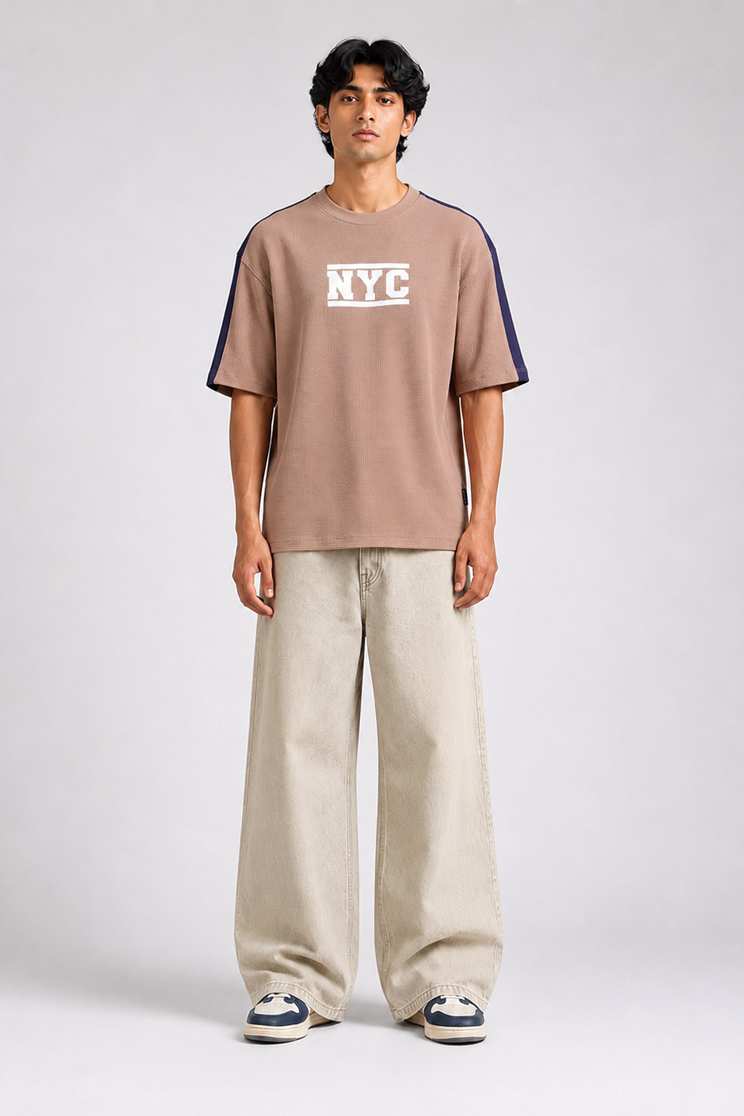 HUSTLE Men's Oversized T-Shirt – Beige