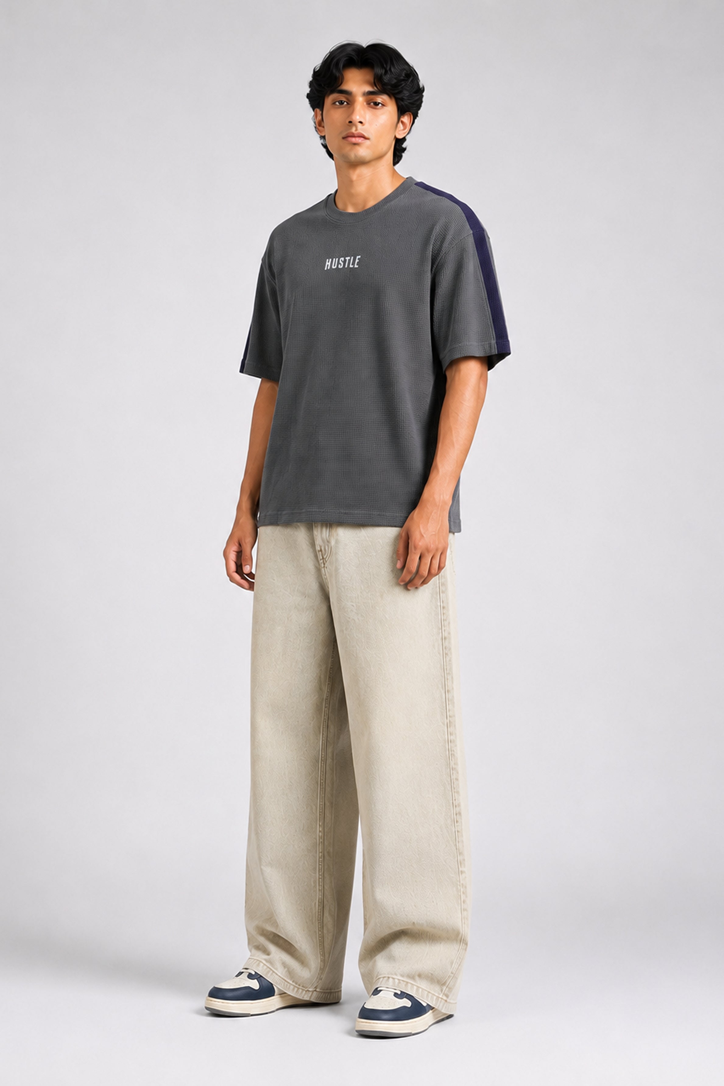 HUSTLE Men's Oversized T-Shirt – Gray