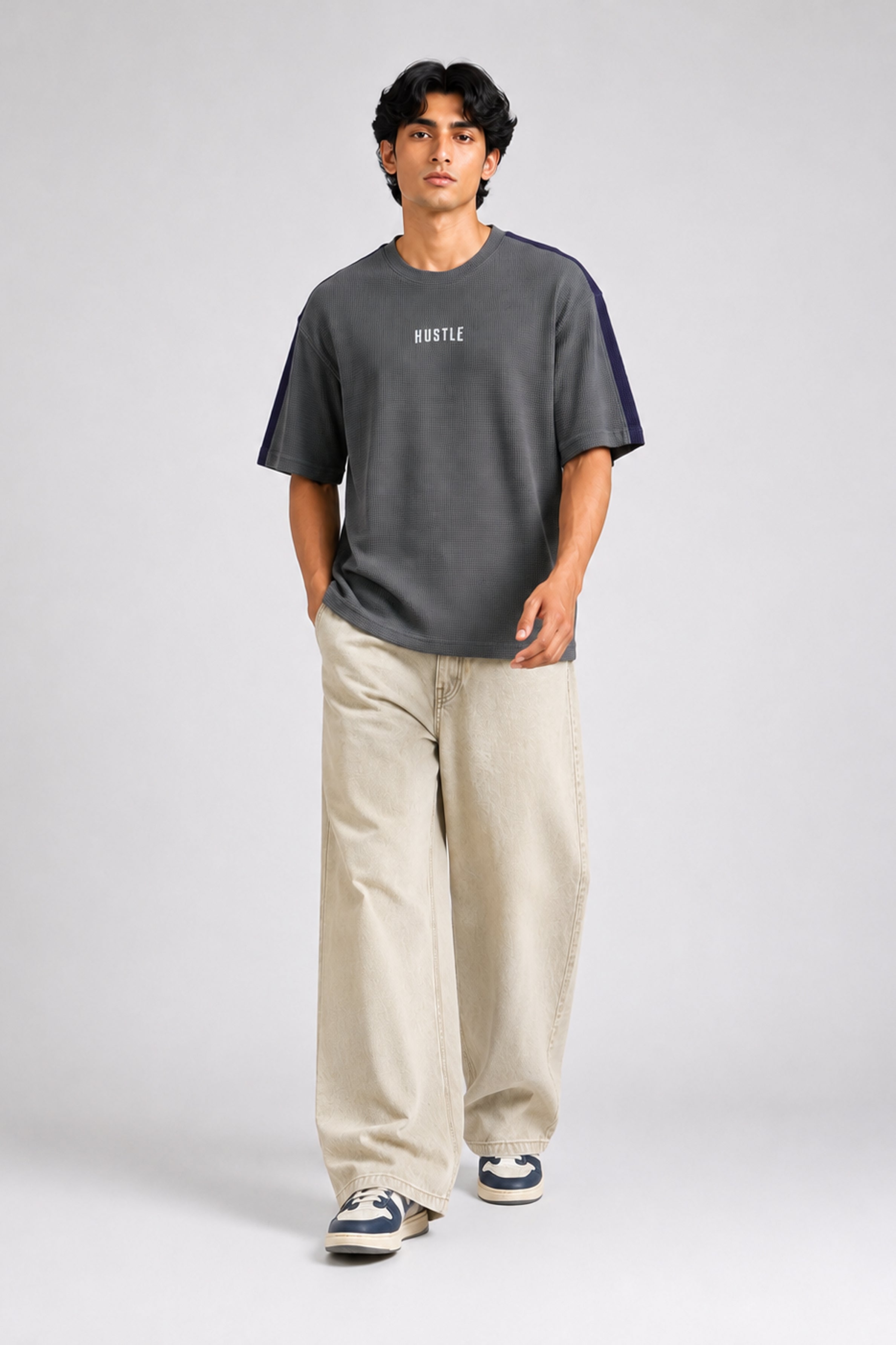 HUSTLE Men's Oversized T-Shirt – Gray