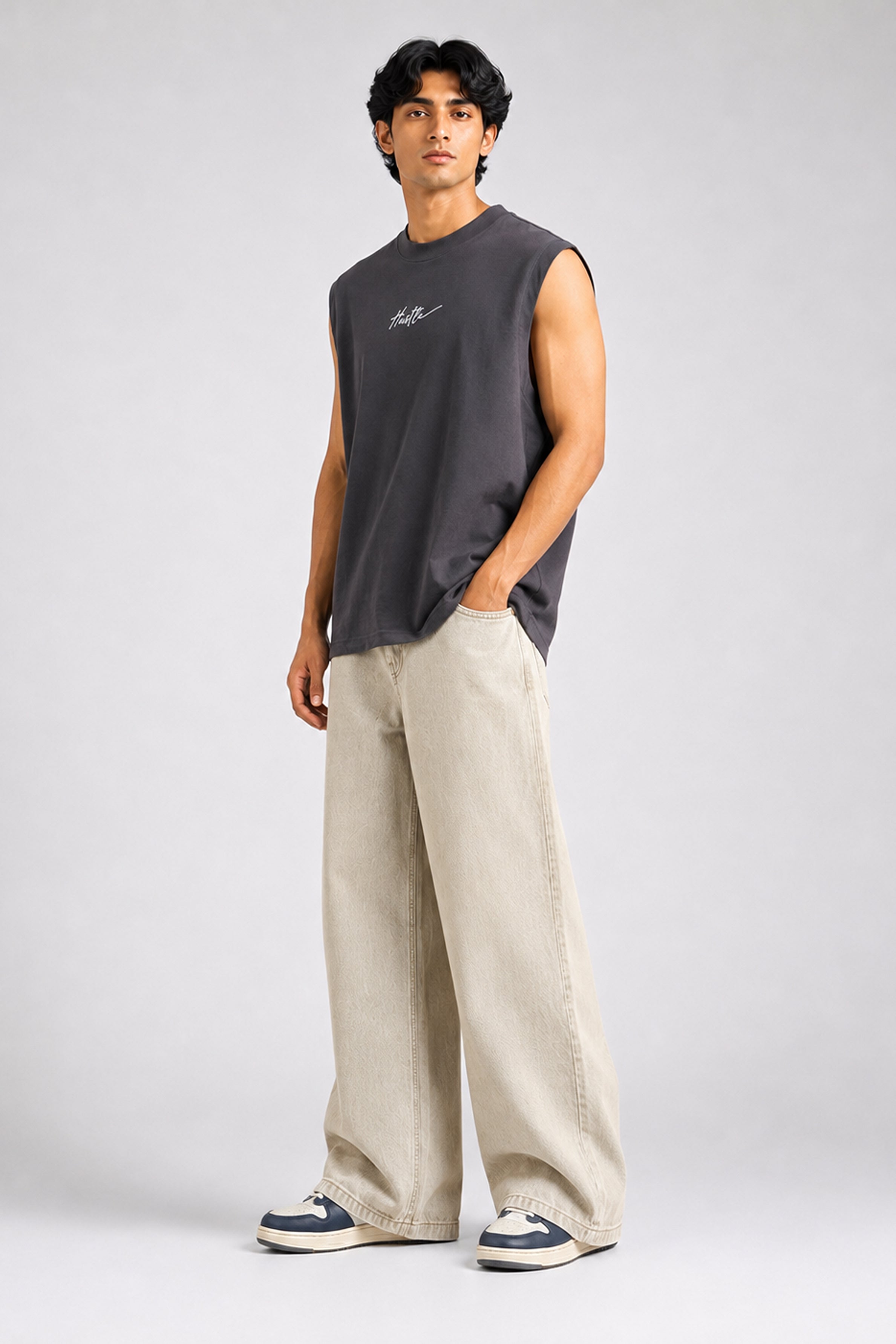 HUSTLE Men's Relaxed Fit Skinny – Dark Gray