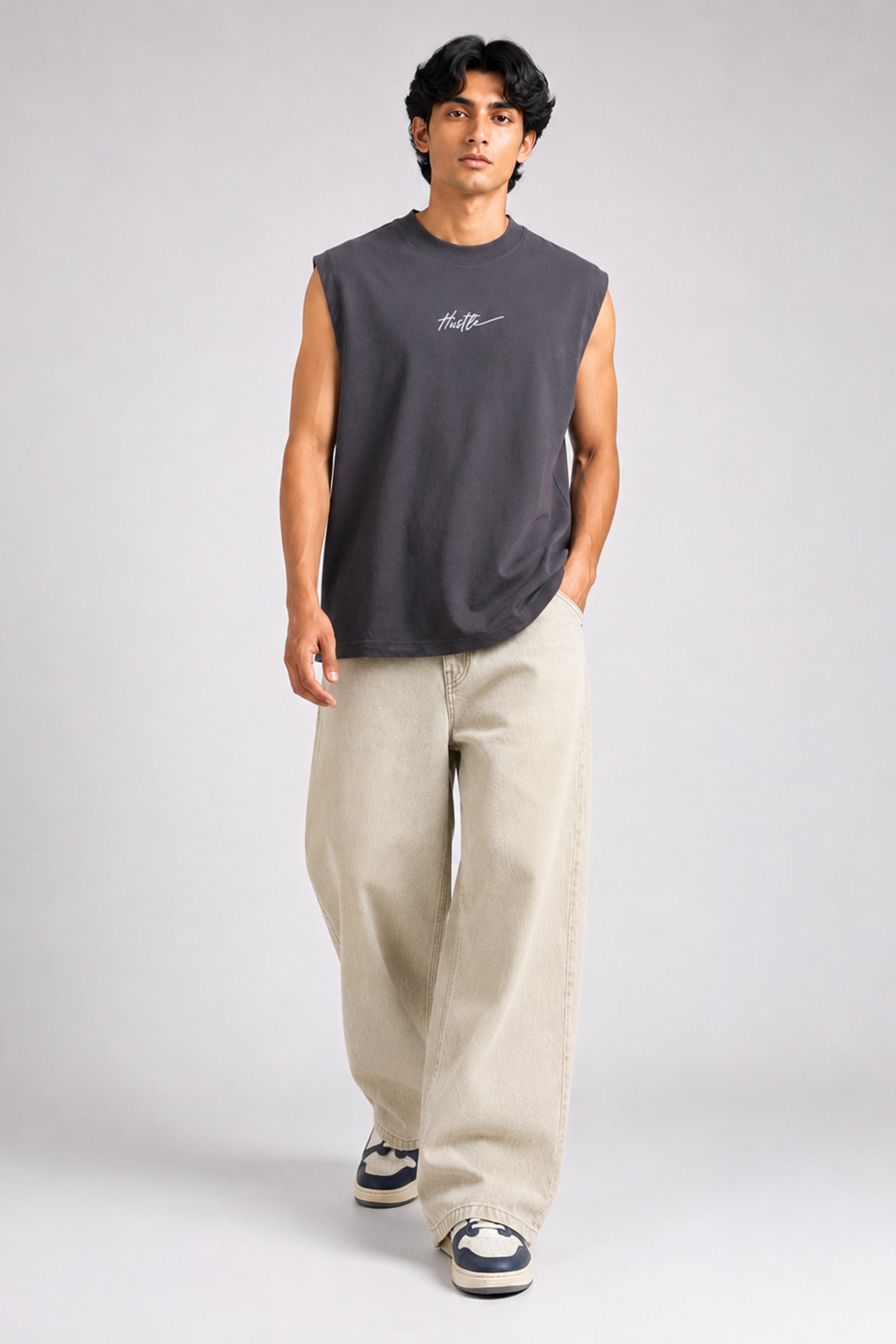 HUSTLE Men's Relaxed Fit Skinny – Dark Gray