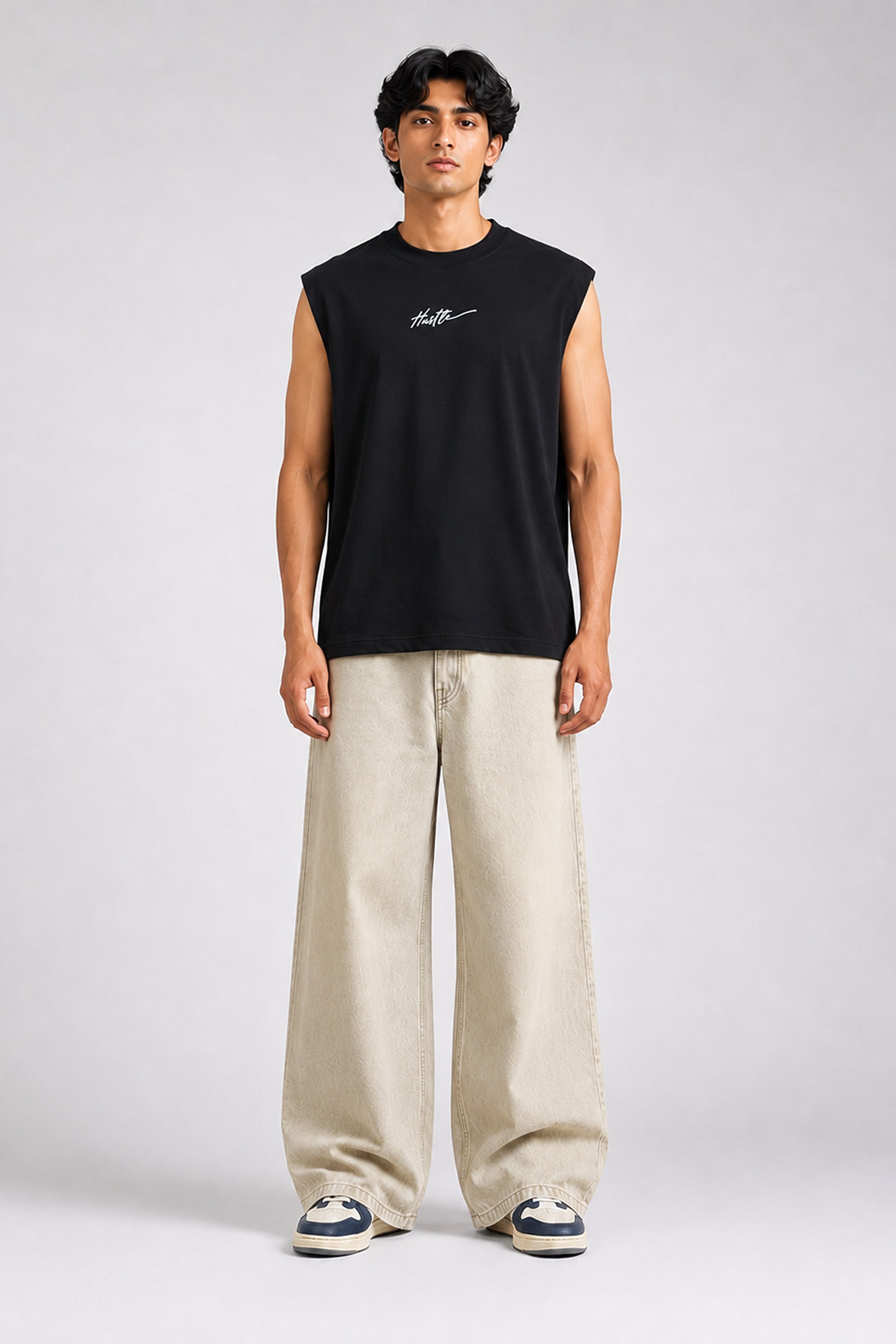 HUSTLE Men's Relaxed Fit Skinny- Black