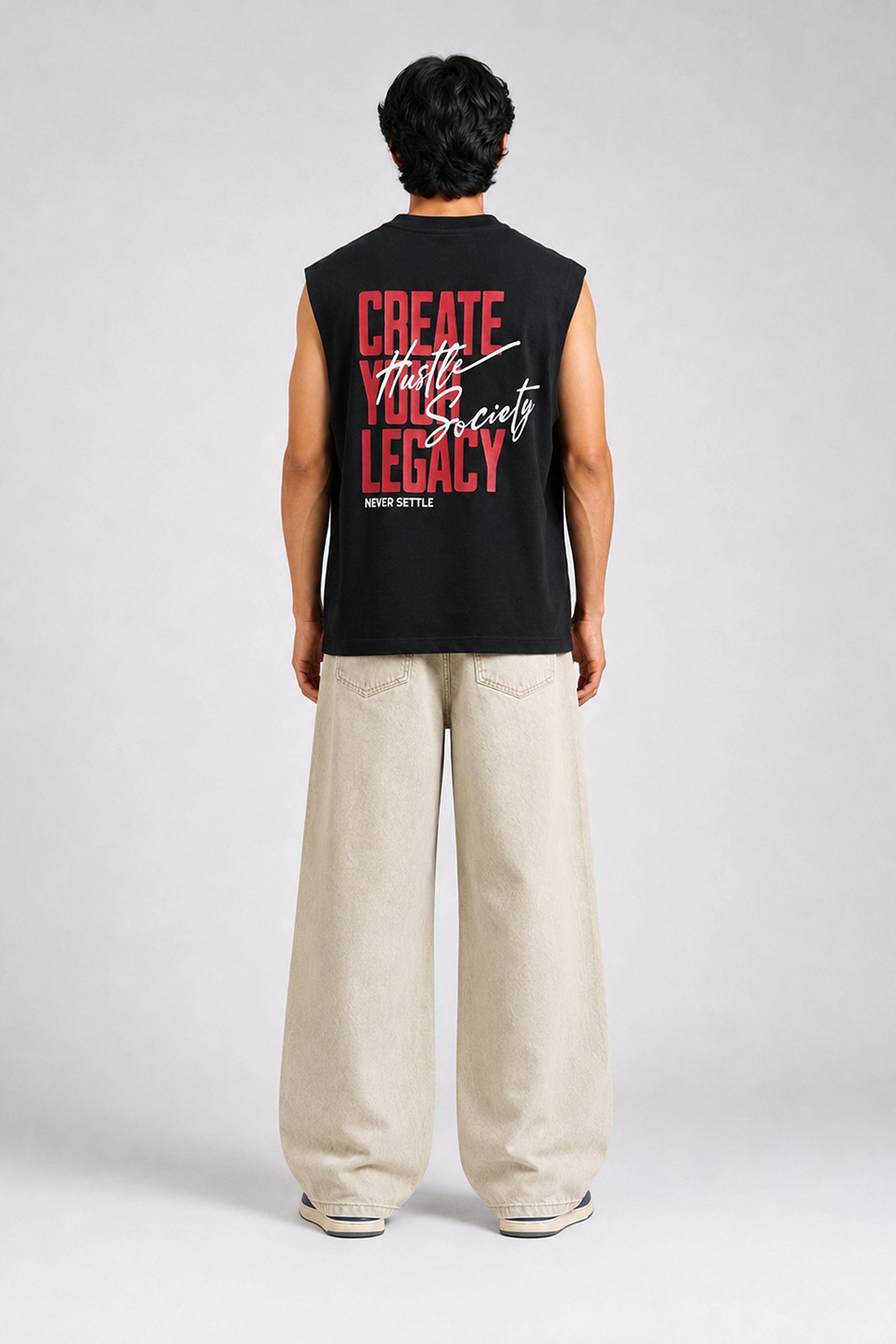 HUSTLE Men's Relaxed Fit Skinny- Black
