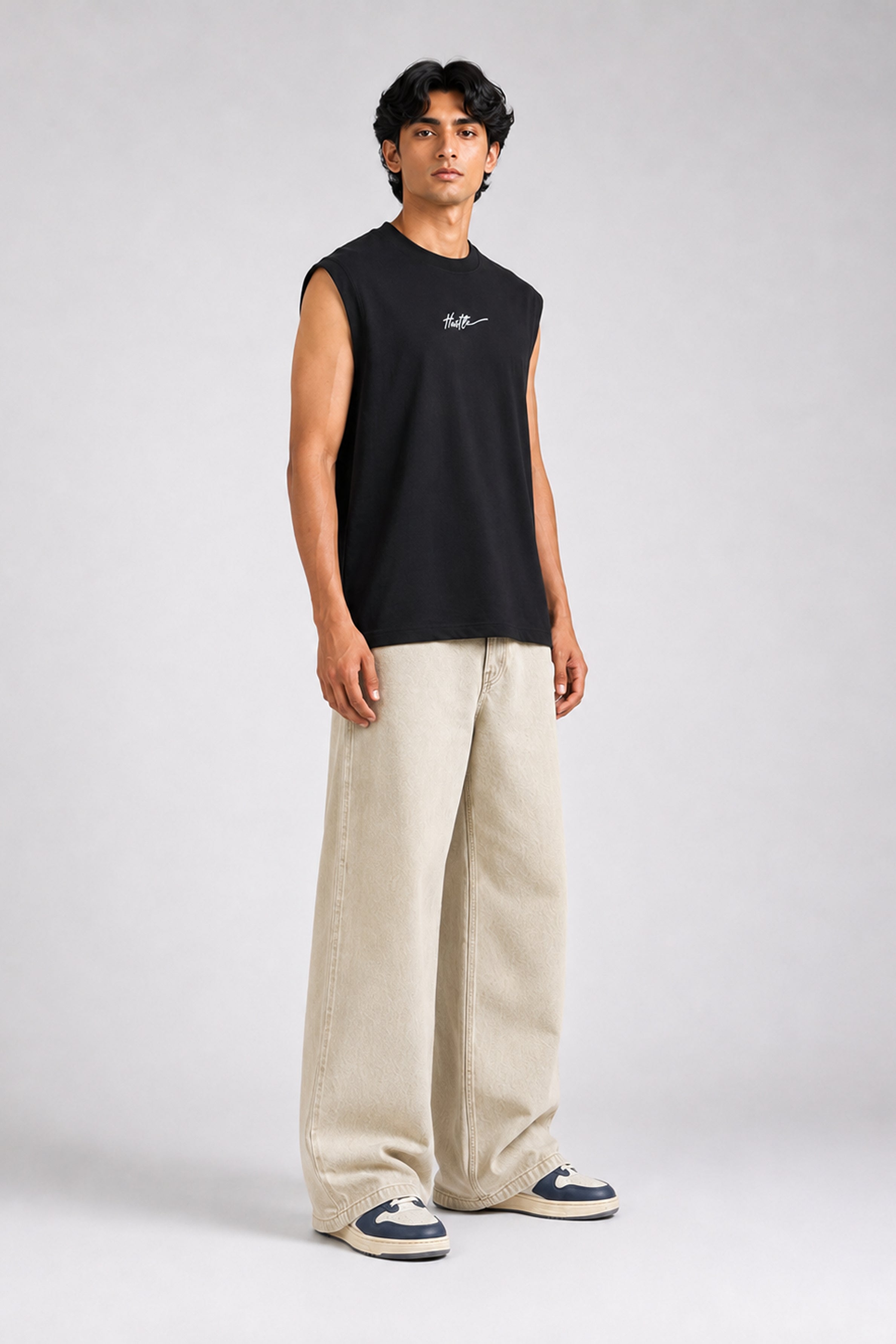 HUSTLE Men's Relaxed Fit Skinny- Black