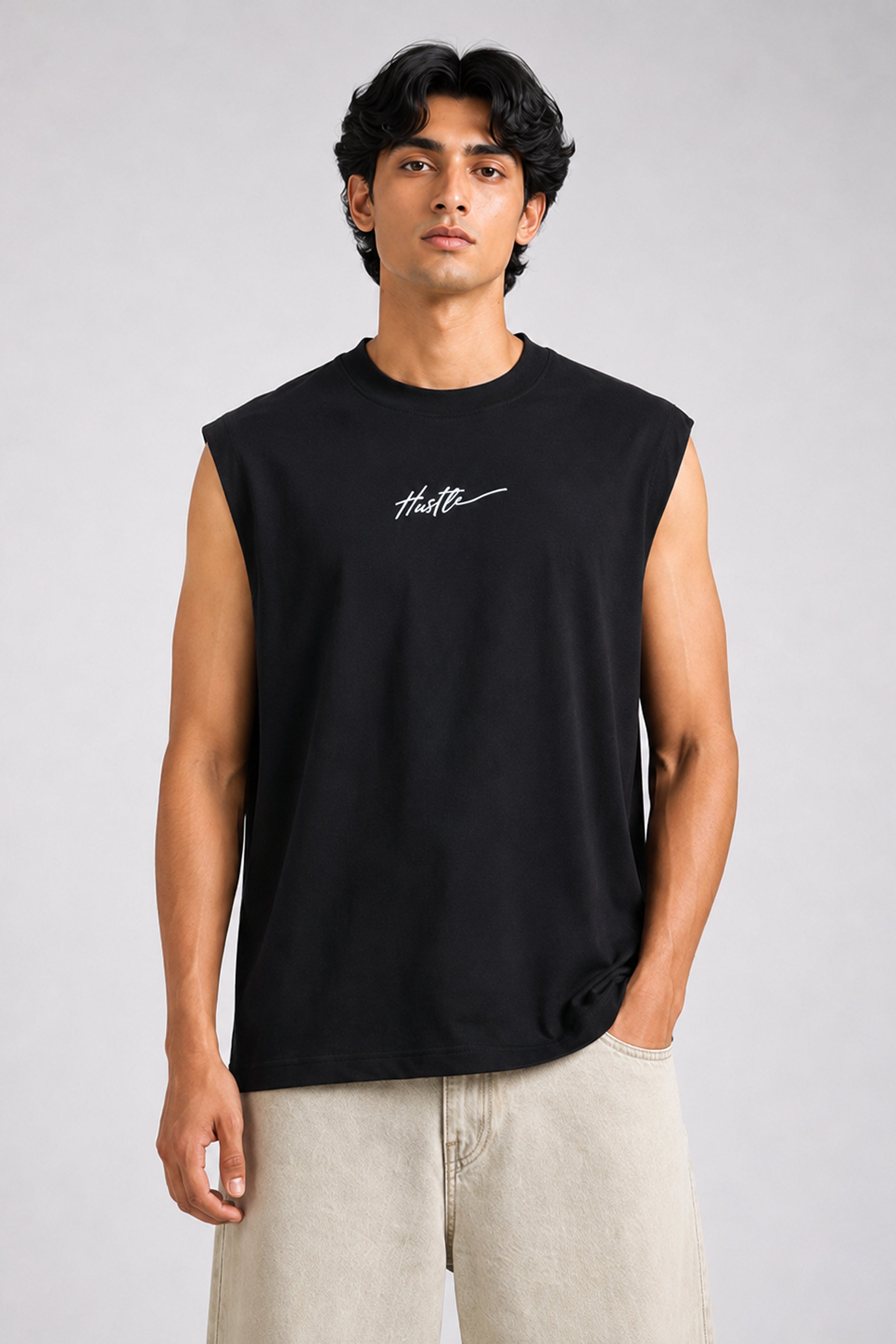 HUSTLE Men's Relaxed Fit Skinny- Black