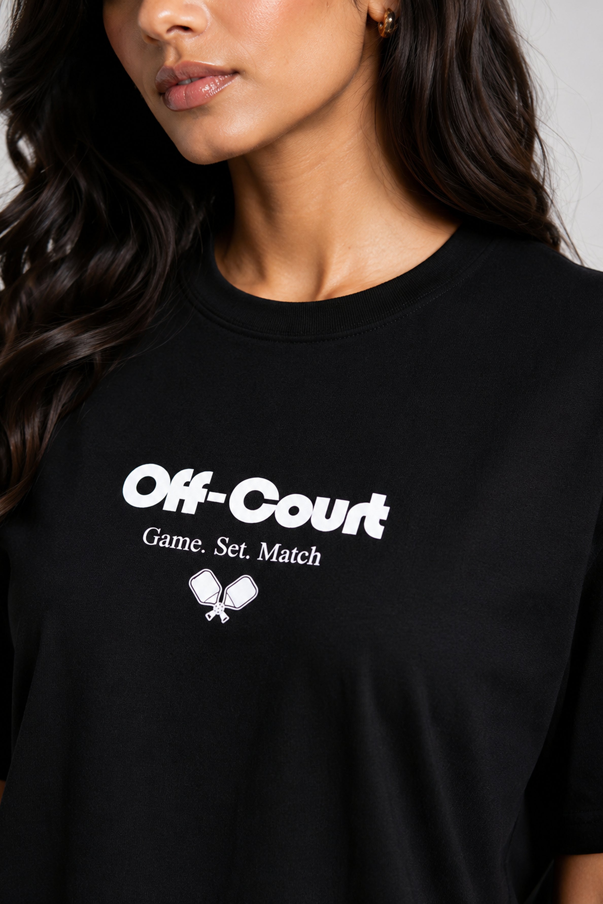 MODANO Pickleball Crew Neck Oversized Tees - Black