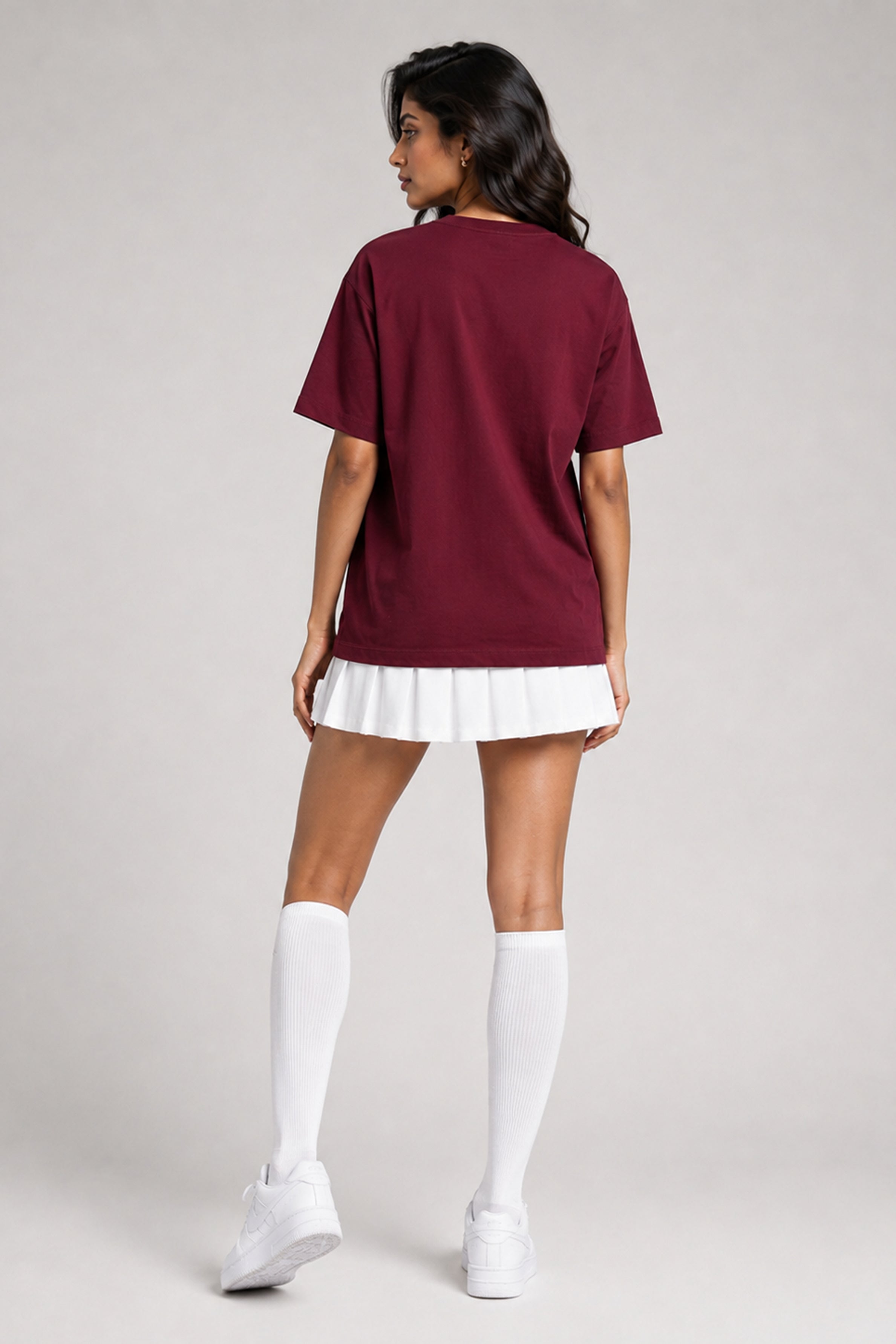 MODANO Pickleball Crew Neck Oversized Tees - Maroon