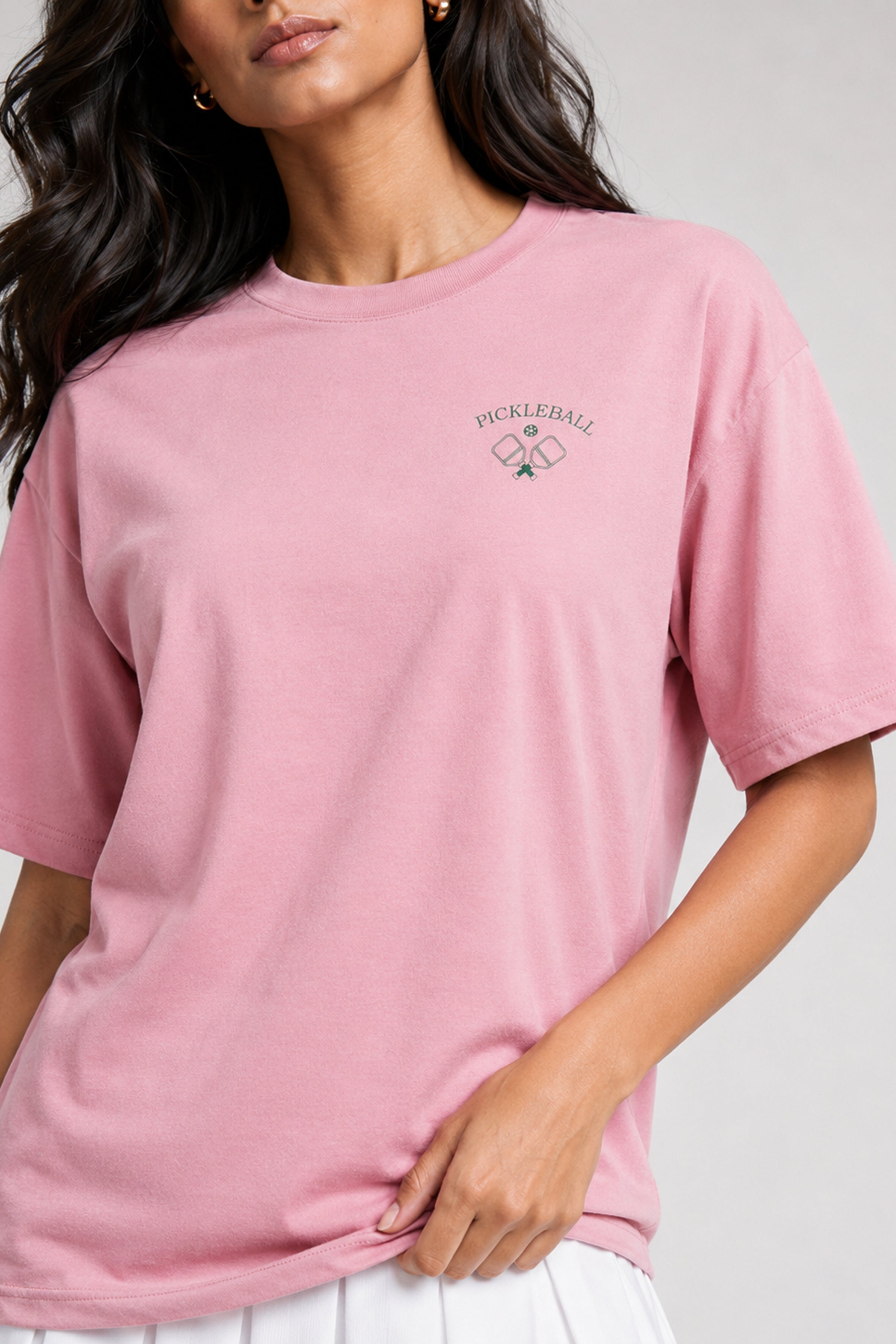 MODANO Pickleball Crew Neck Oversized Tees - Pink