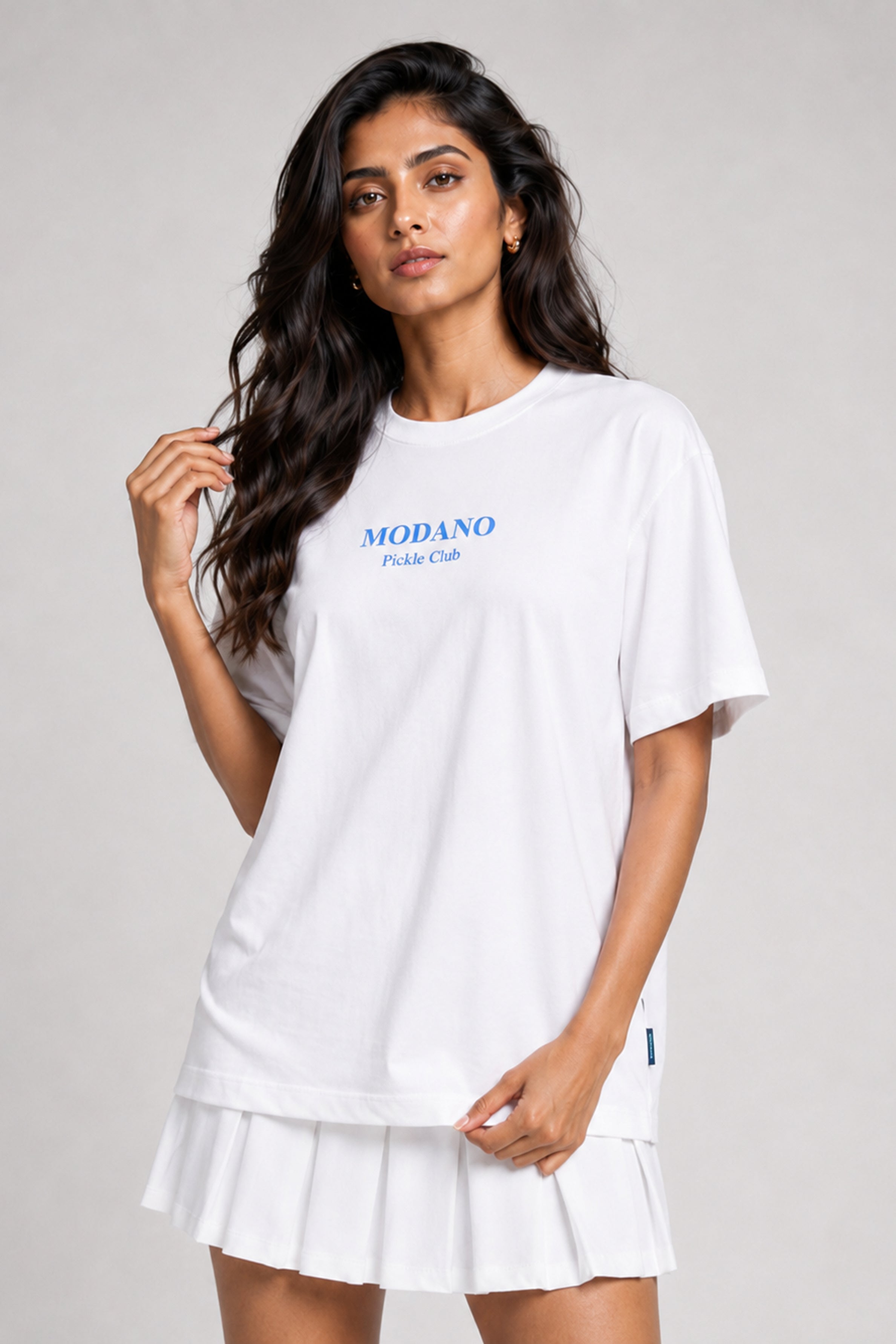 MODANO Pickleball Crew Neck Oversized Tees - White