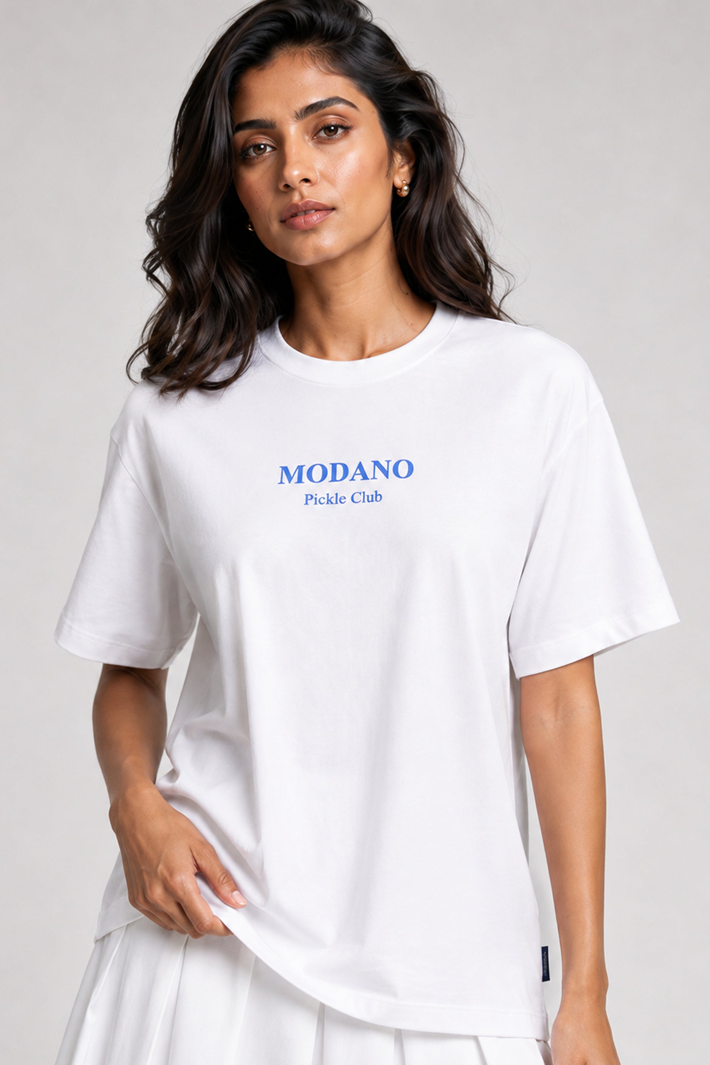 MODANO Pickleball Crew Neck Oversized Tees - White