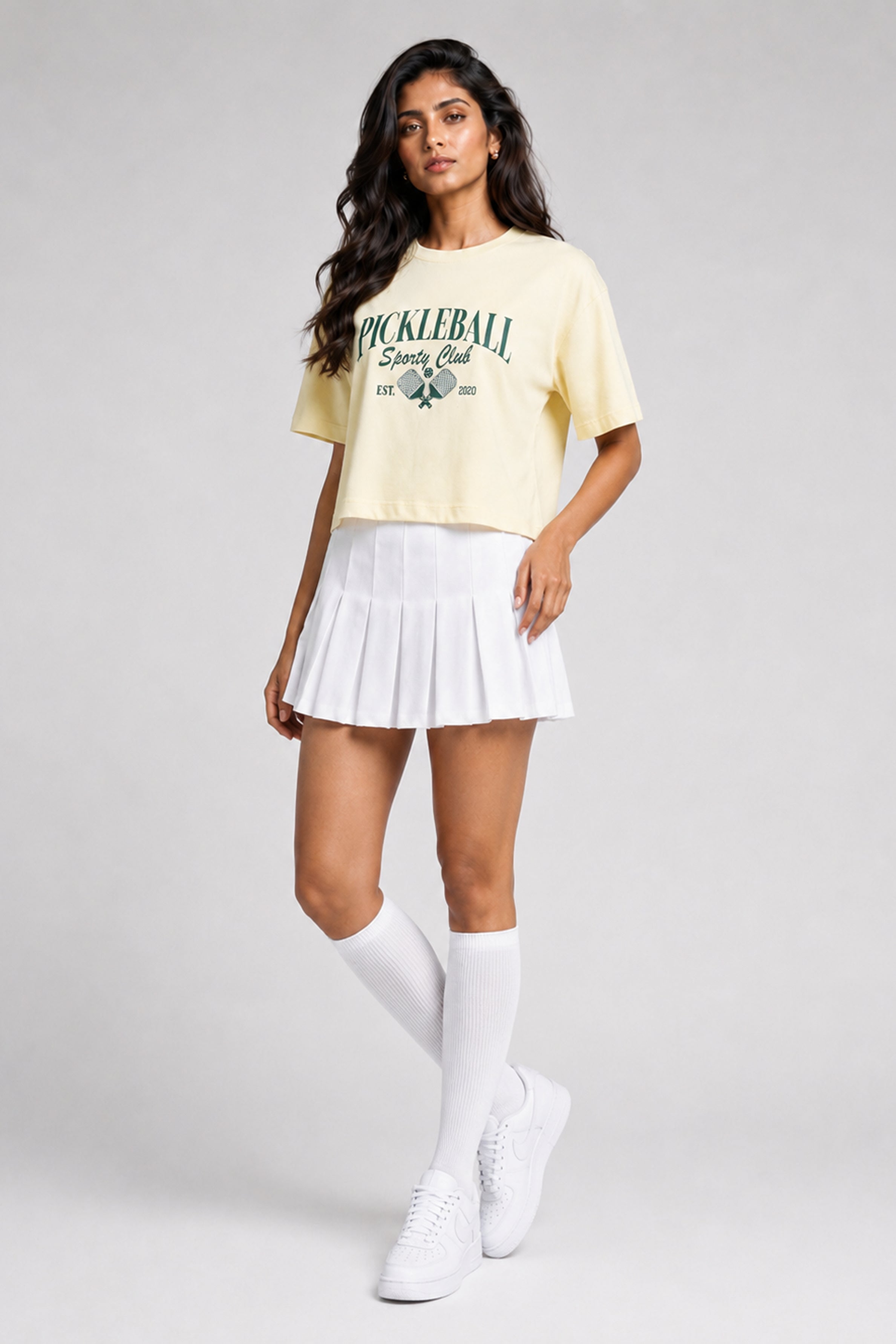 MODANO Pickleball Crew Neck Oversized Tees - Light Yellow