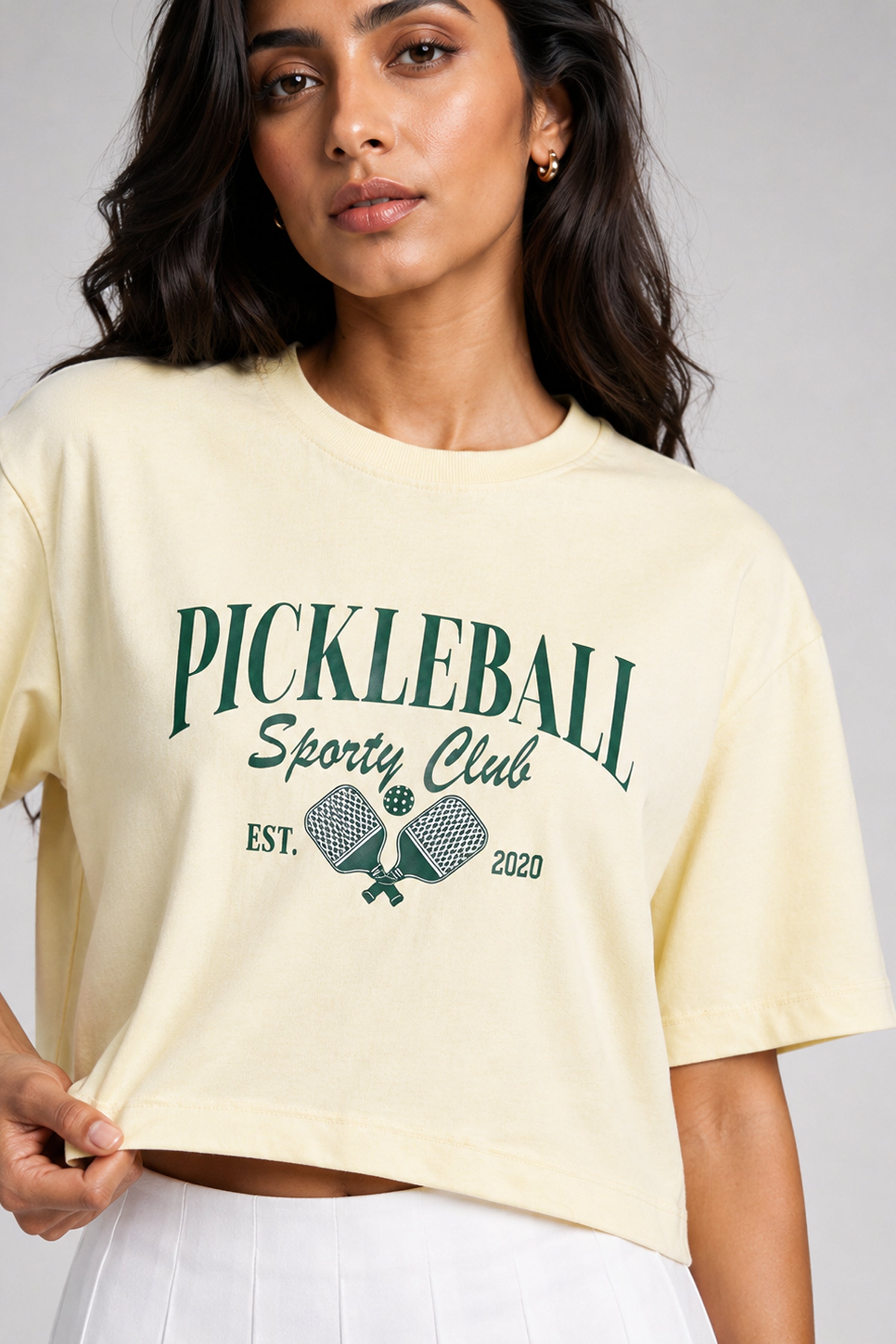 MODANO Pickleball Crew Neck Oversized Tees - Light Yellow