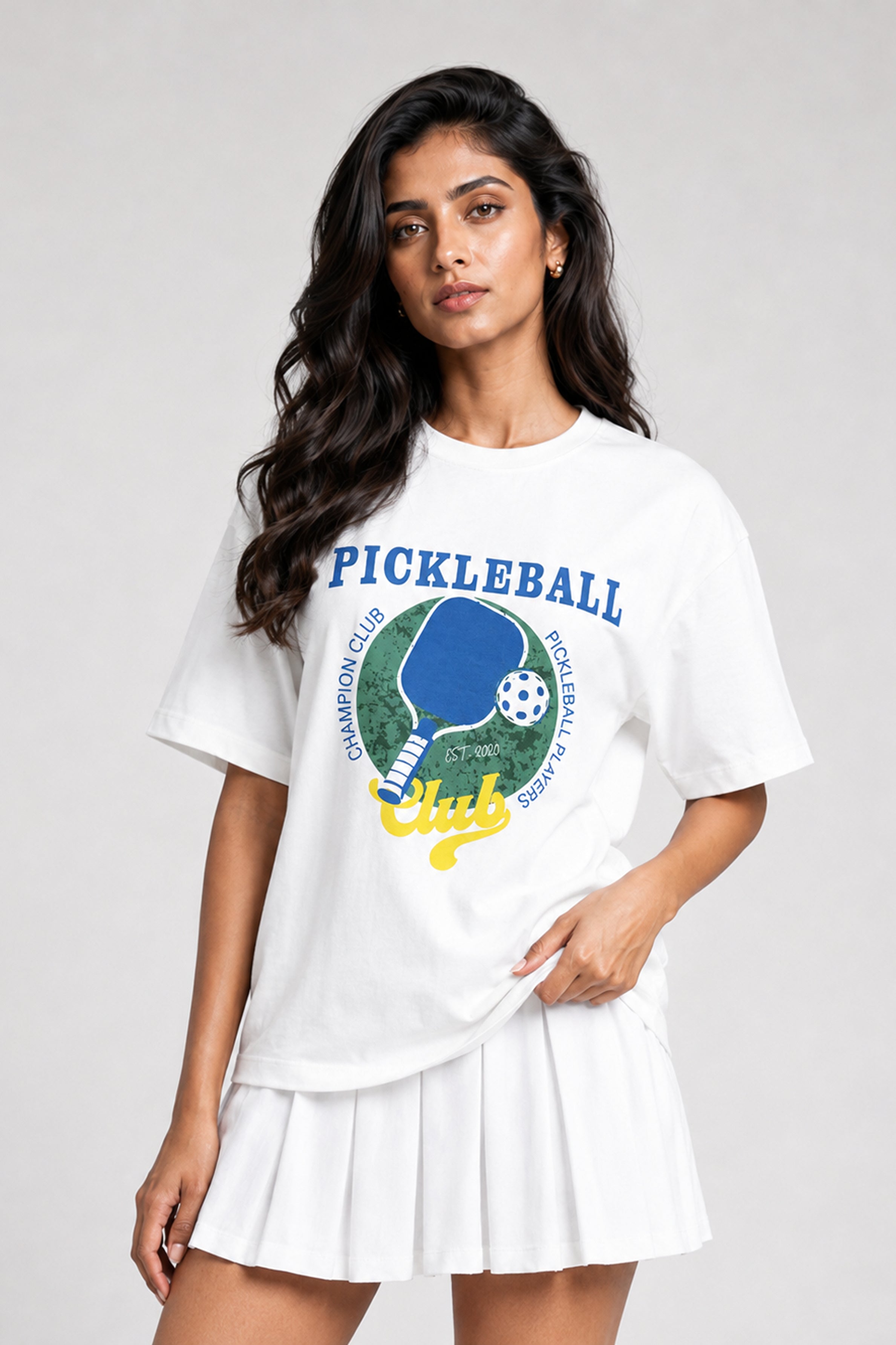 MODANO Pickleball Crew Neck Oversized Tees - White