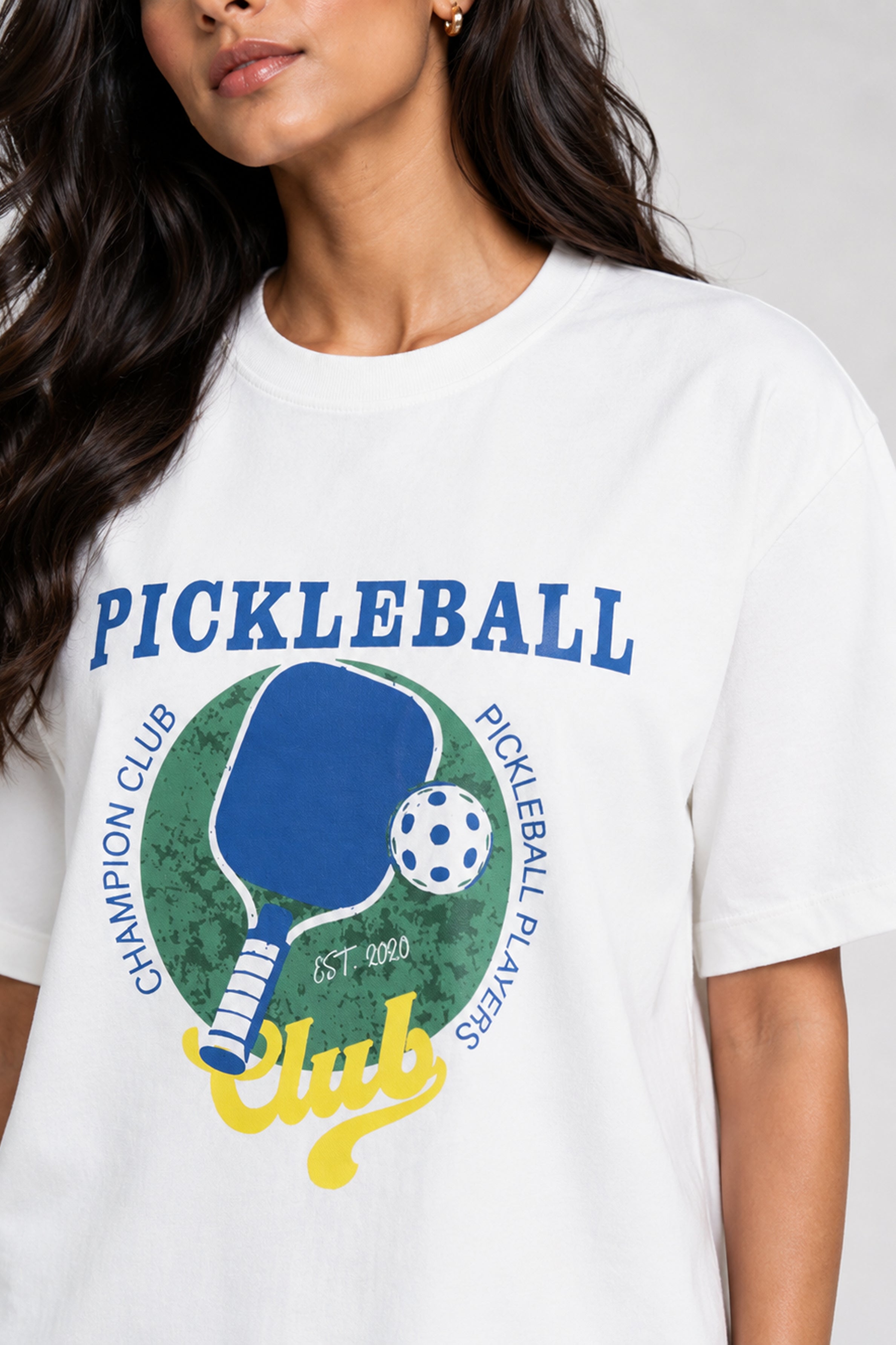 MODANO Pickleball Crew Neck Oversized Tees - White