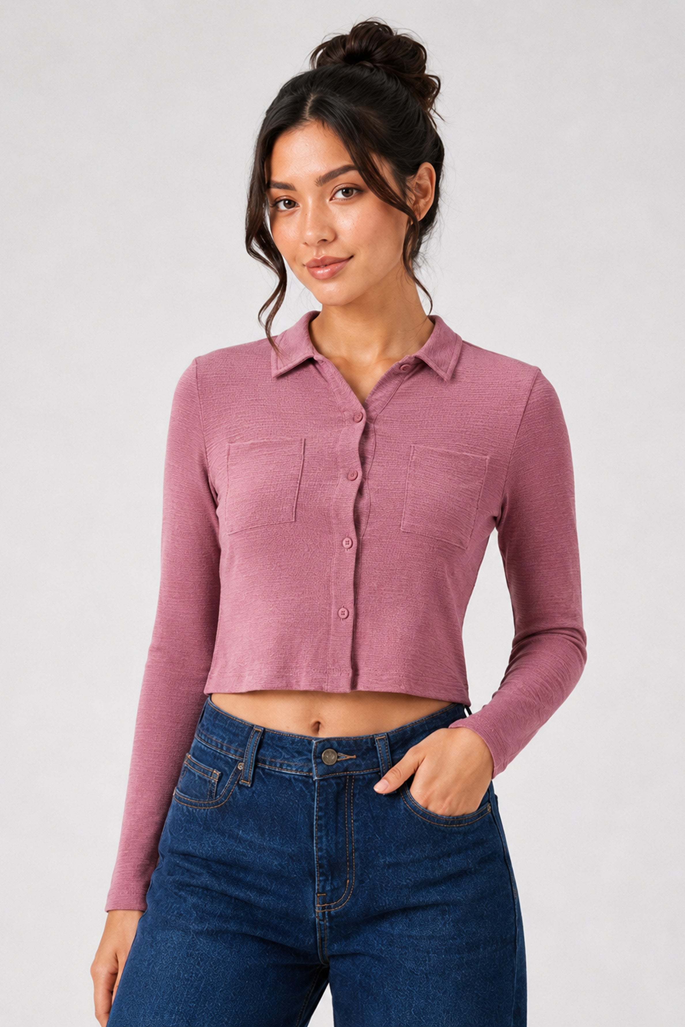 BASIC DROP MODANO Women's Casual Top - Pink
