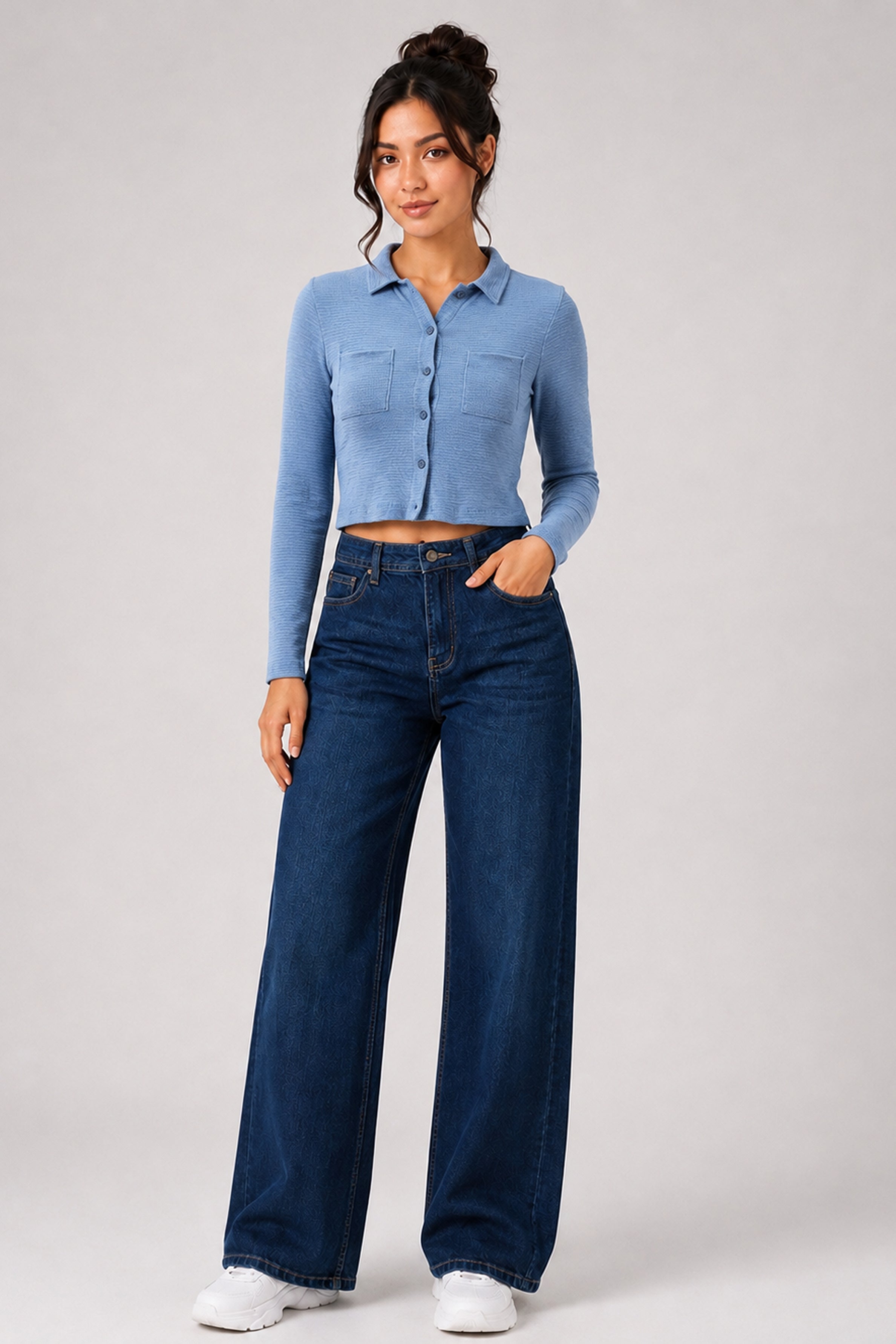 BASIC DROP MODANO Women's Casual Top - Blue