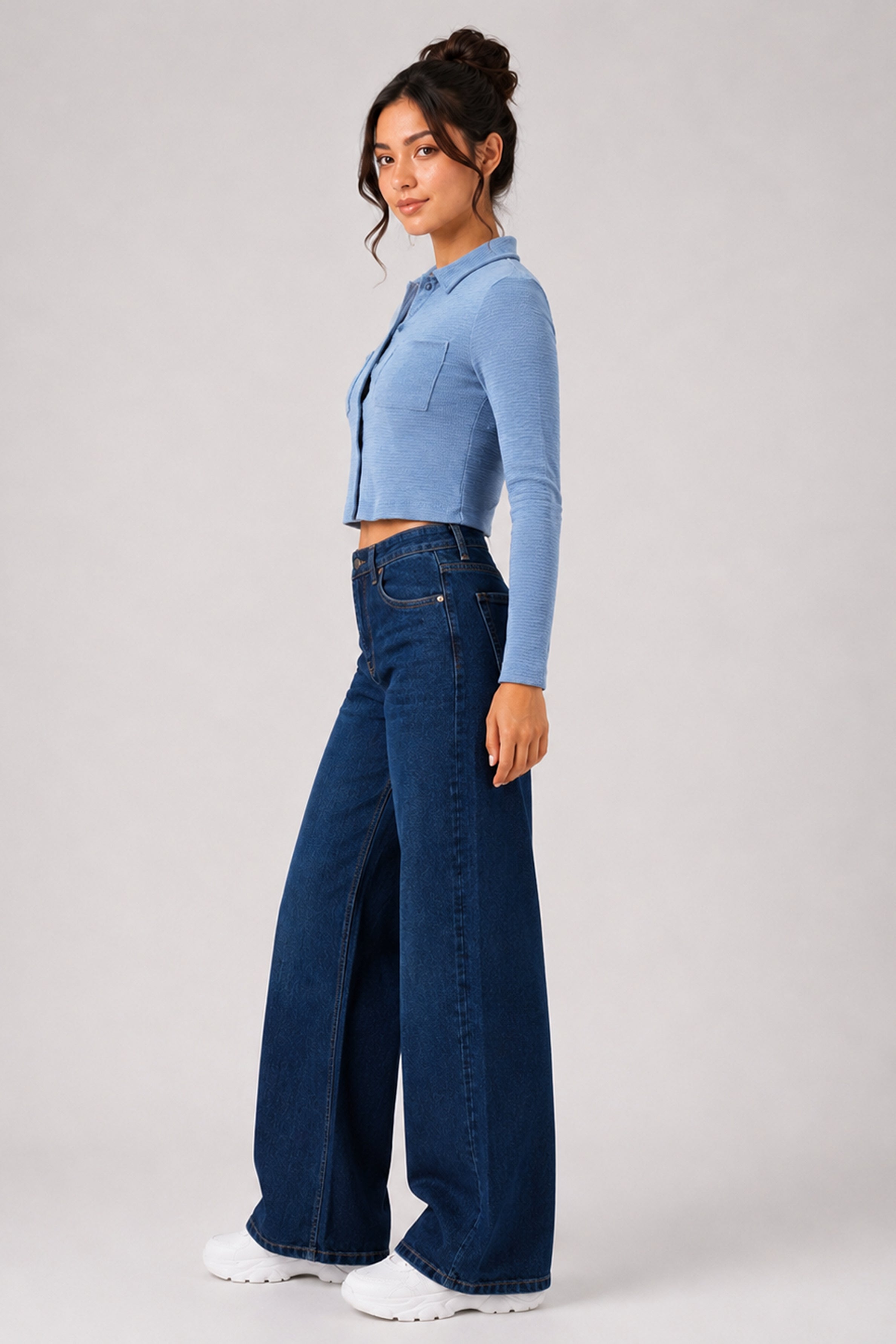 BASIC DROP MODANO Women's Casual Top - Blue