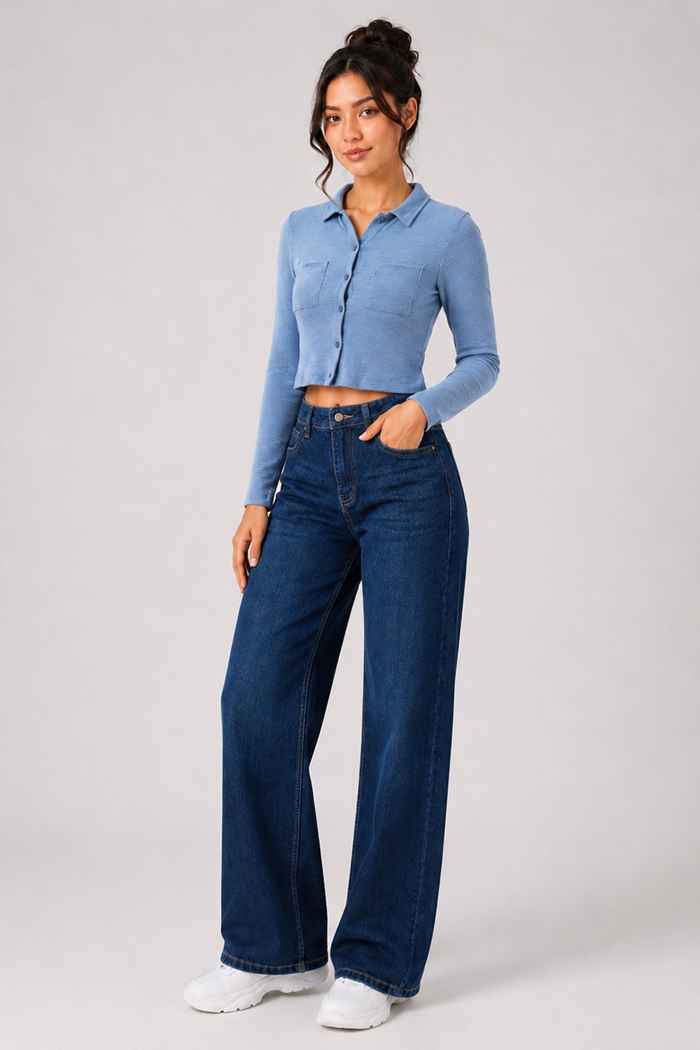 BASIC DROP MODANO Women's Casual Top - Blue